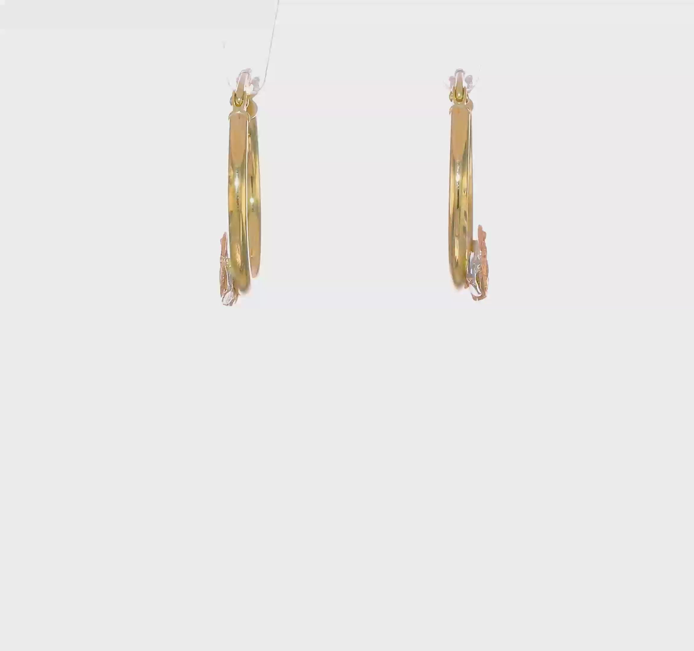 10kt Tri-color Guadalupe Hoop Earrings
