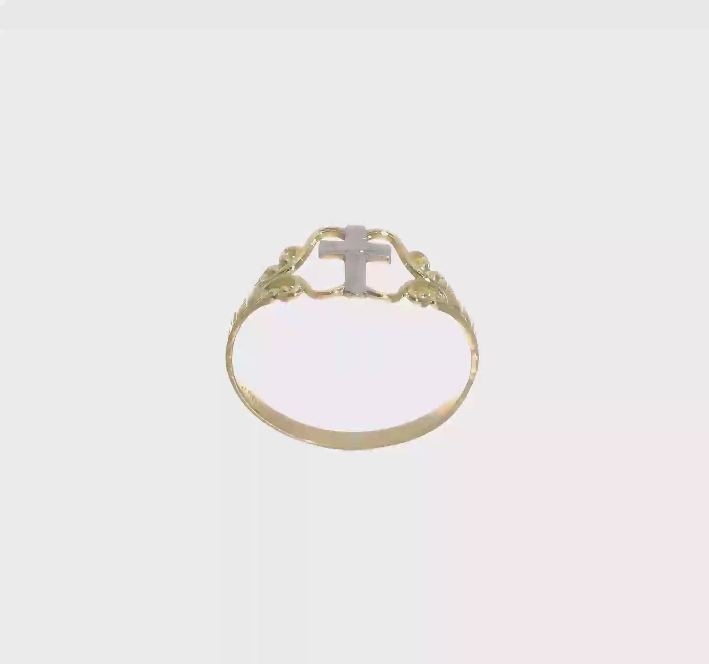 10kt Yellow Gold & Rhodium Polished Cross Ring