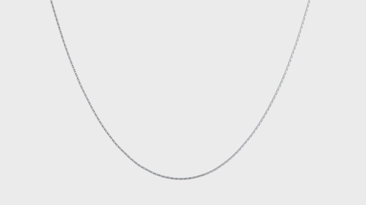 14KT White Gold 1.0mm D/C Wheat Chain