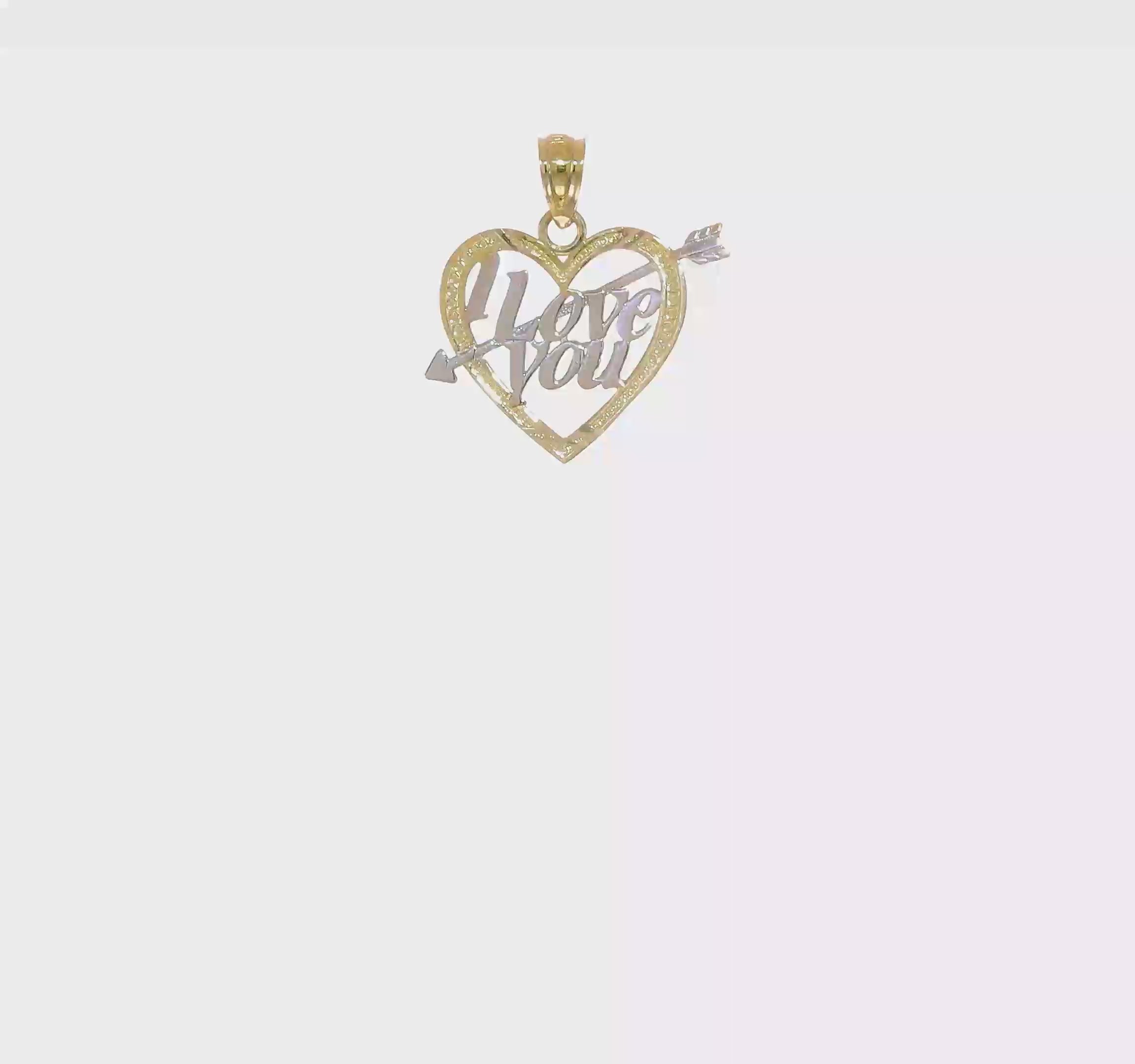 10KT Yellow Gold w/ Rhodium I LOVE YOU Heart Charm