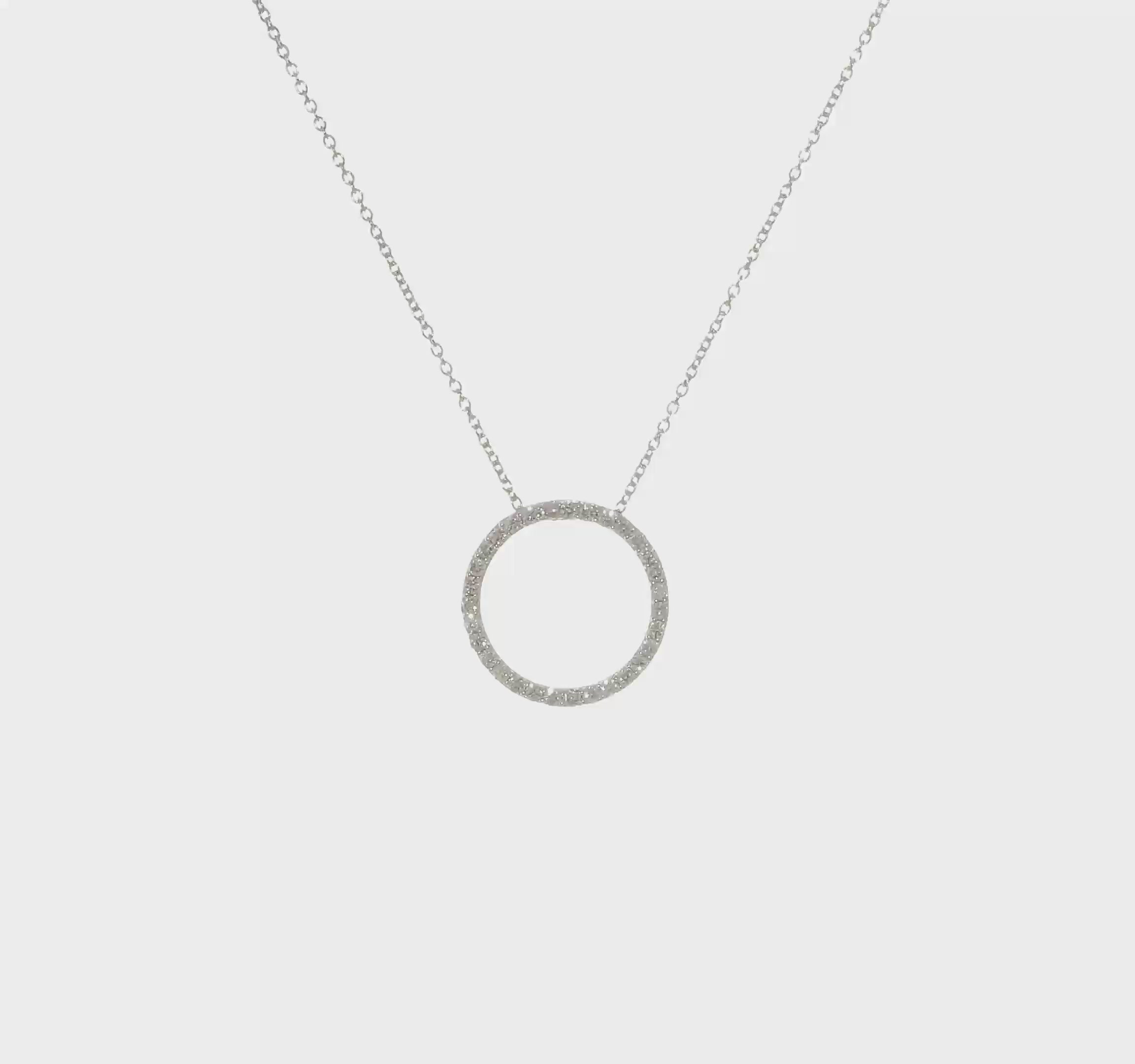 14kt White Gold Diamond Circle 18 inch Necklace
