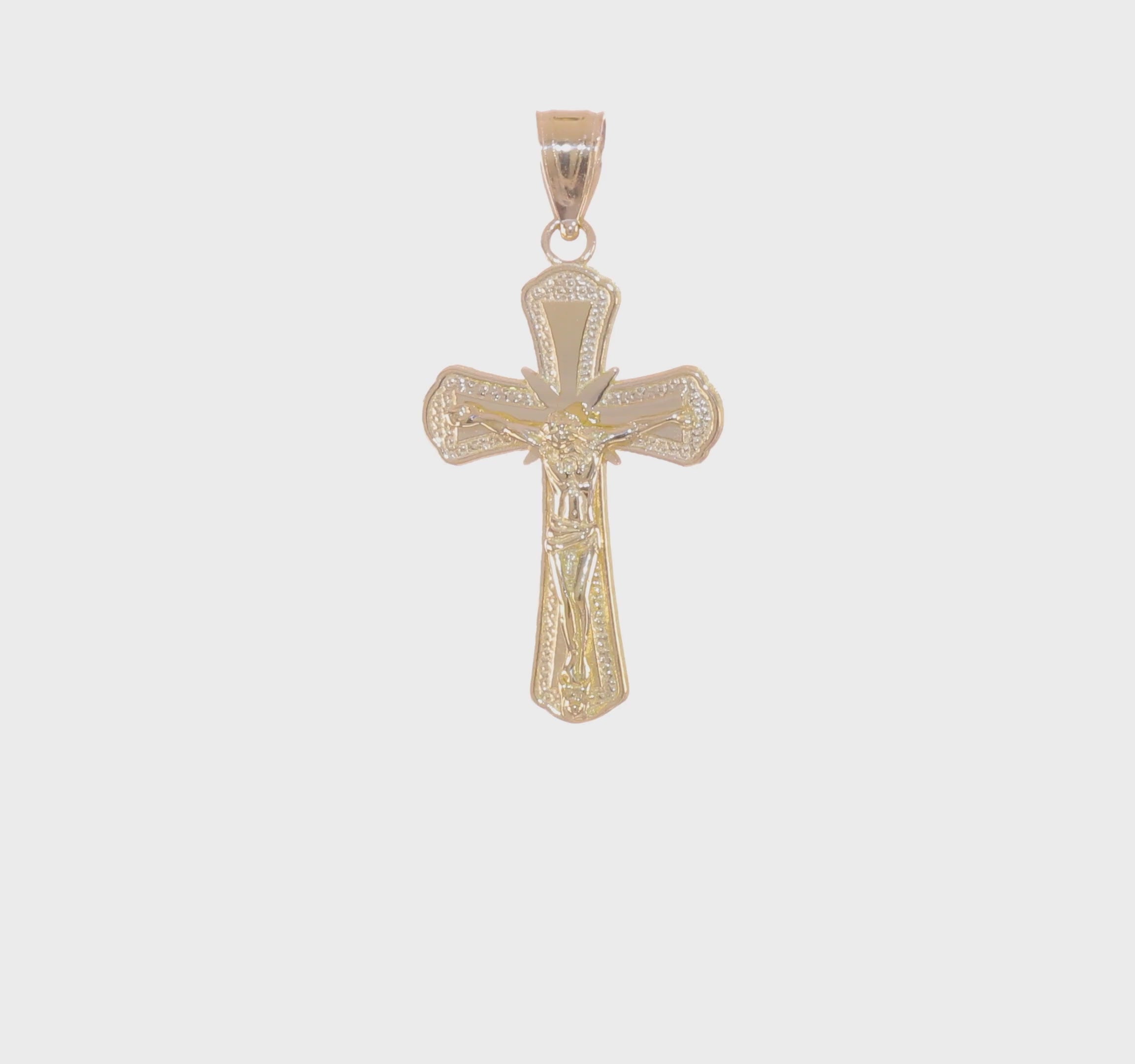 10KT Yellow Gold Polished Textured Crucifix Pendant