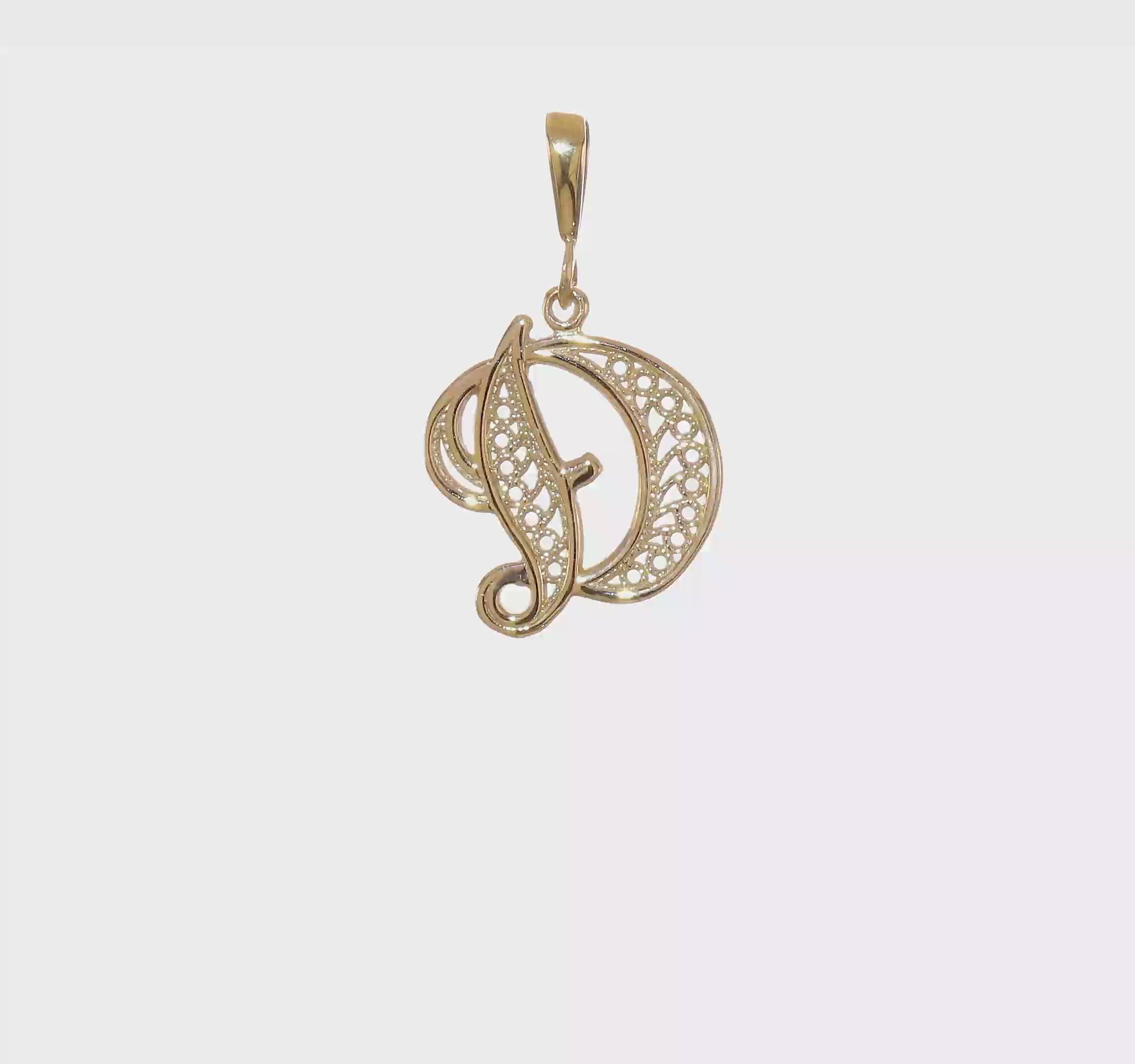 10kt Yellow Gold Filigree Initial D Pendant