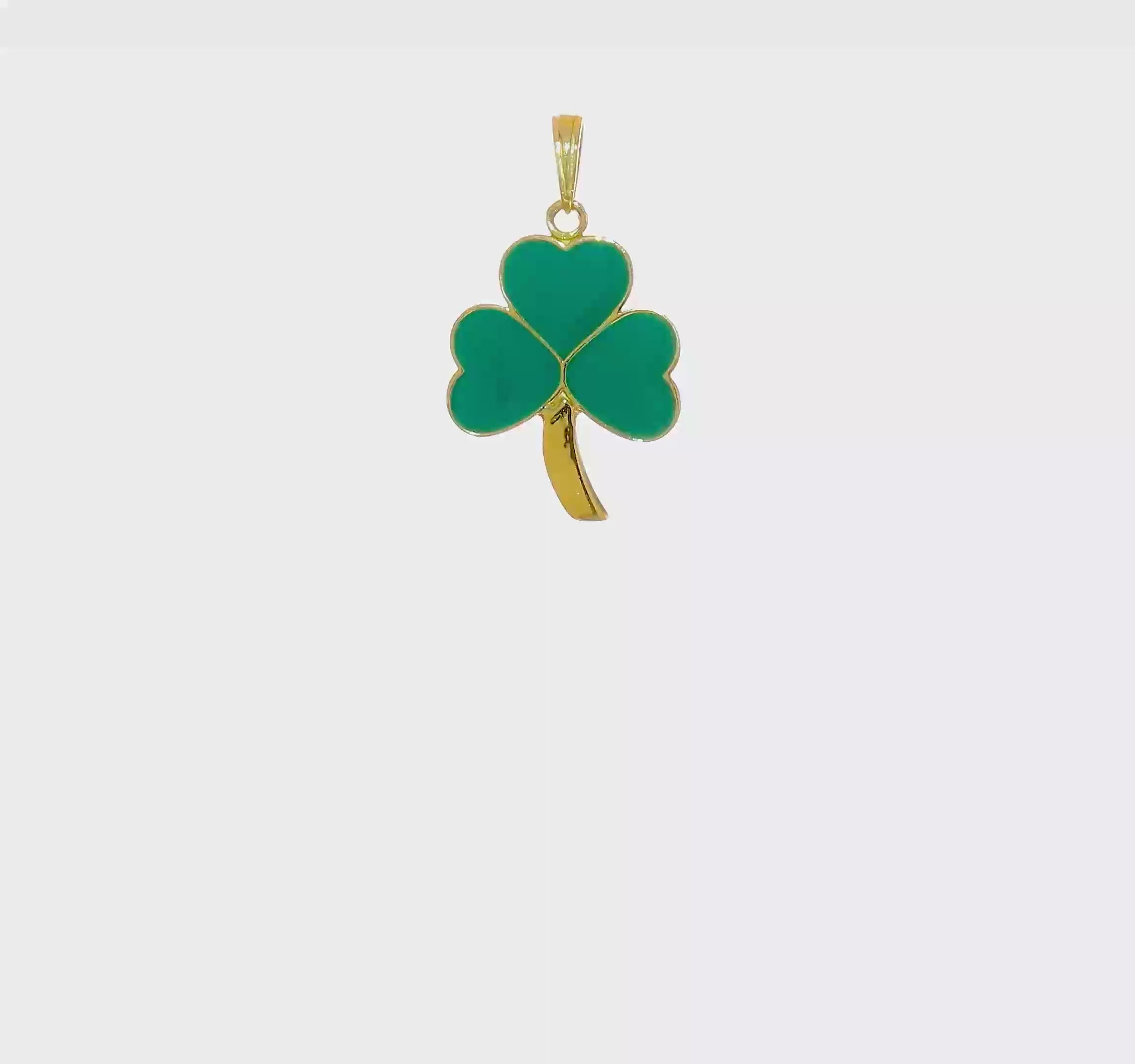 10kt Yellow Gold Green Enameled Shamrock Pendant