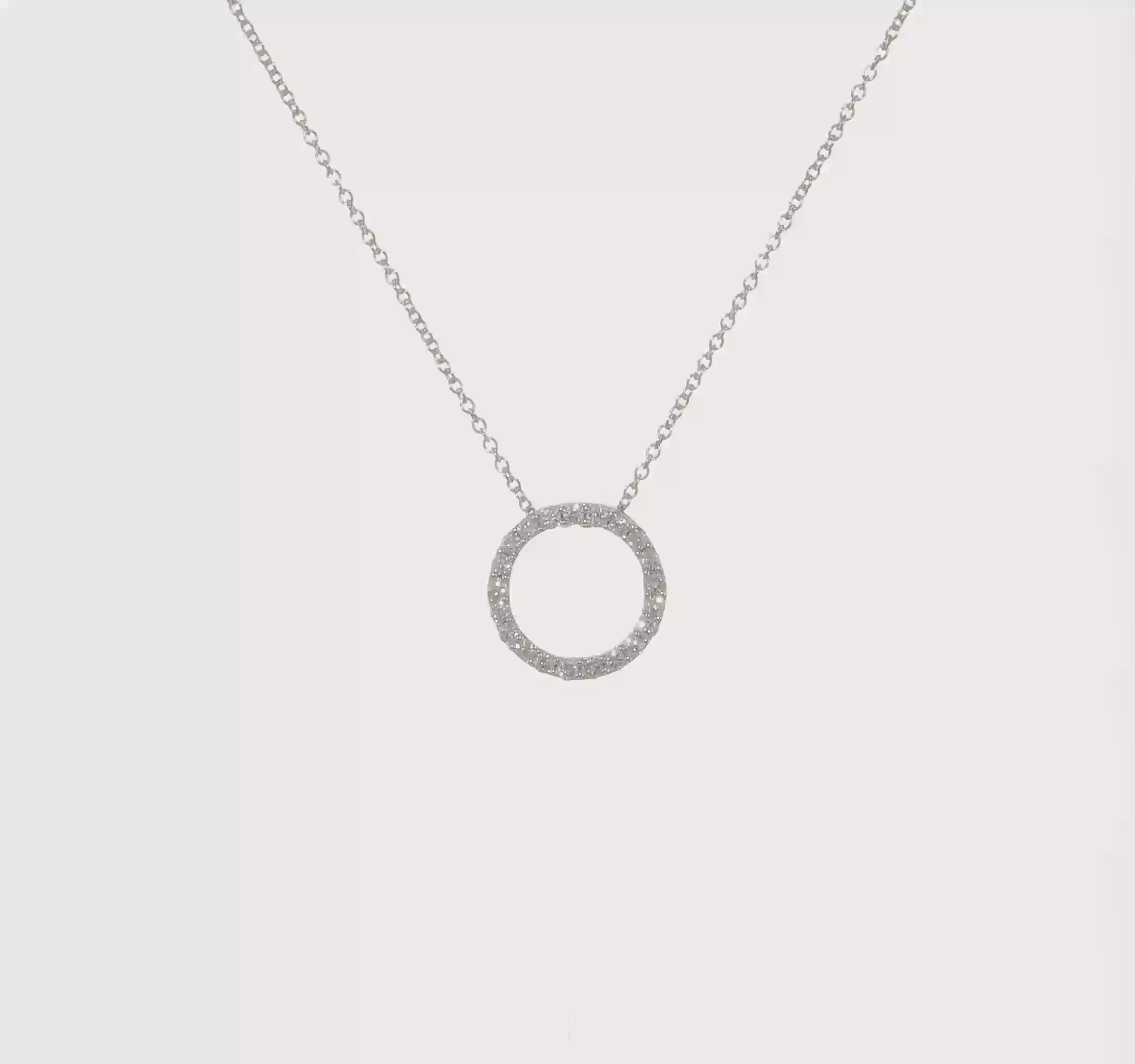 14kt White Gold Diamond Circle 18 inch Necklace