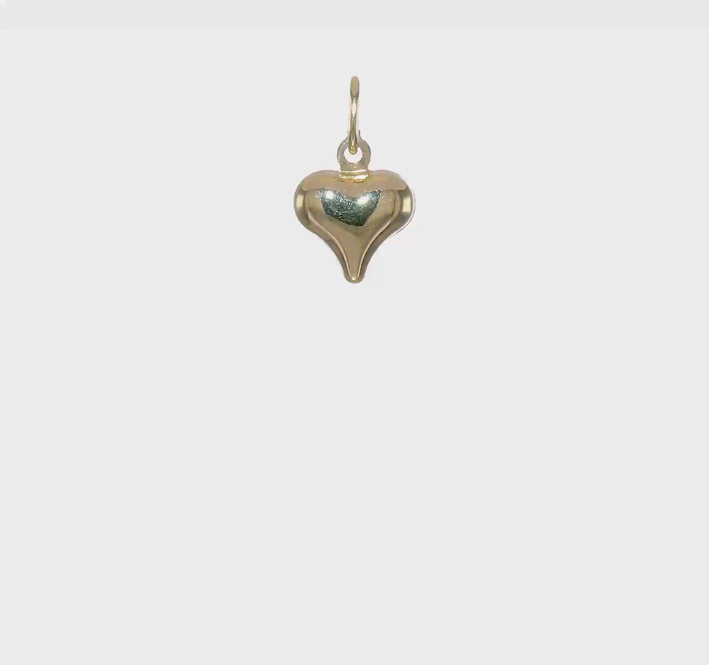 10KT Yellow Gold Polished 3-D Heart Charm