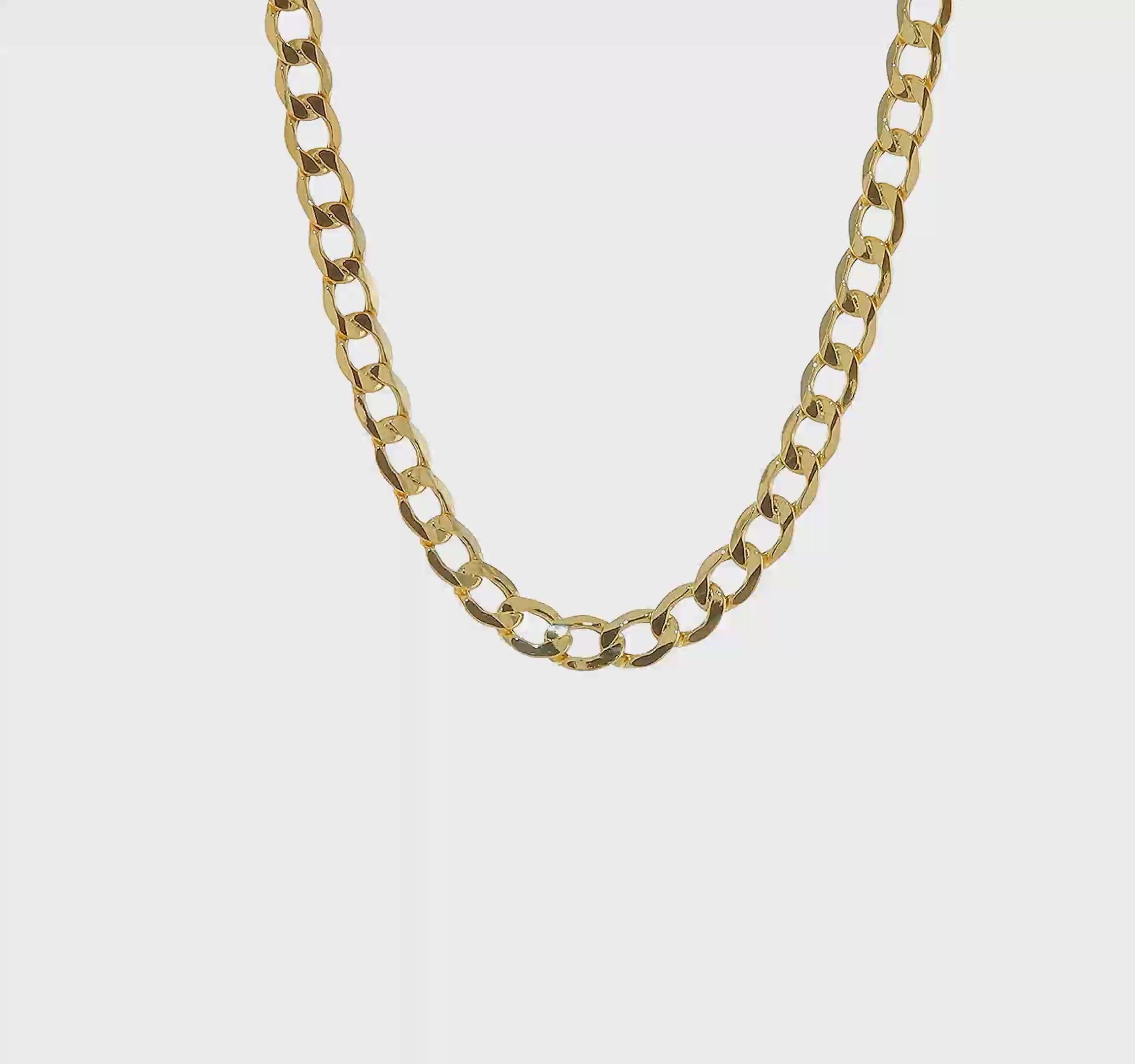 10kt Yellow Gold 6.5mm Semi-Solid Curb Link Chain
