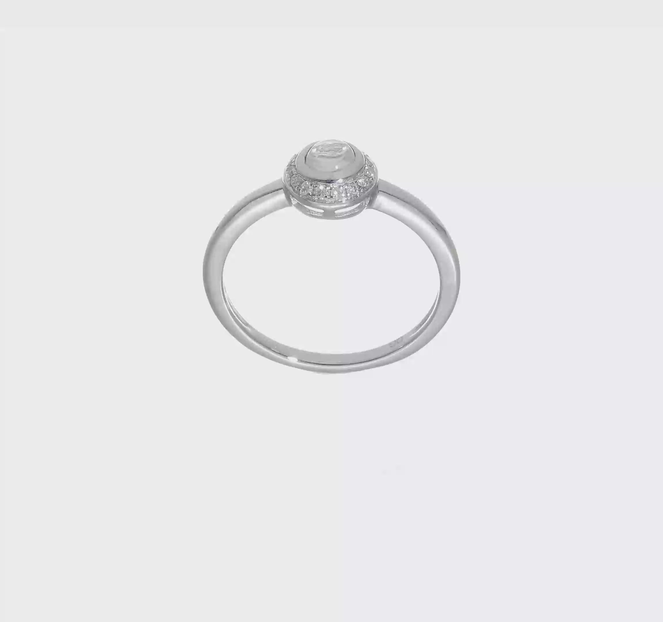 14kt White Gold Diamond and Cabochon White Topaz Ring