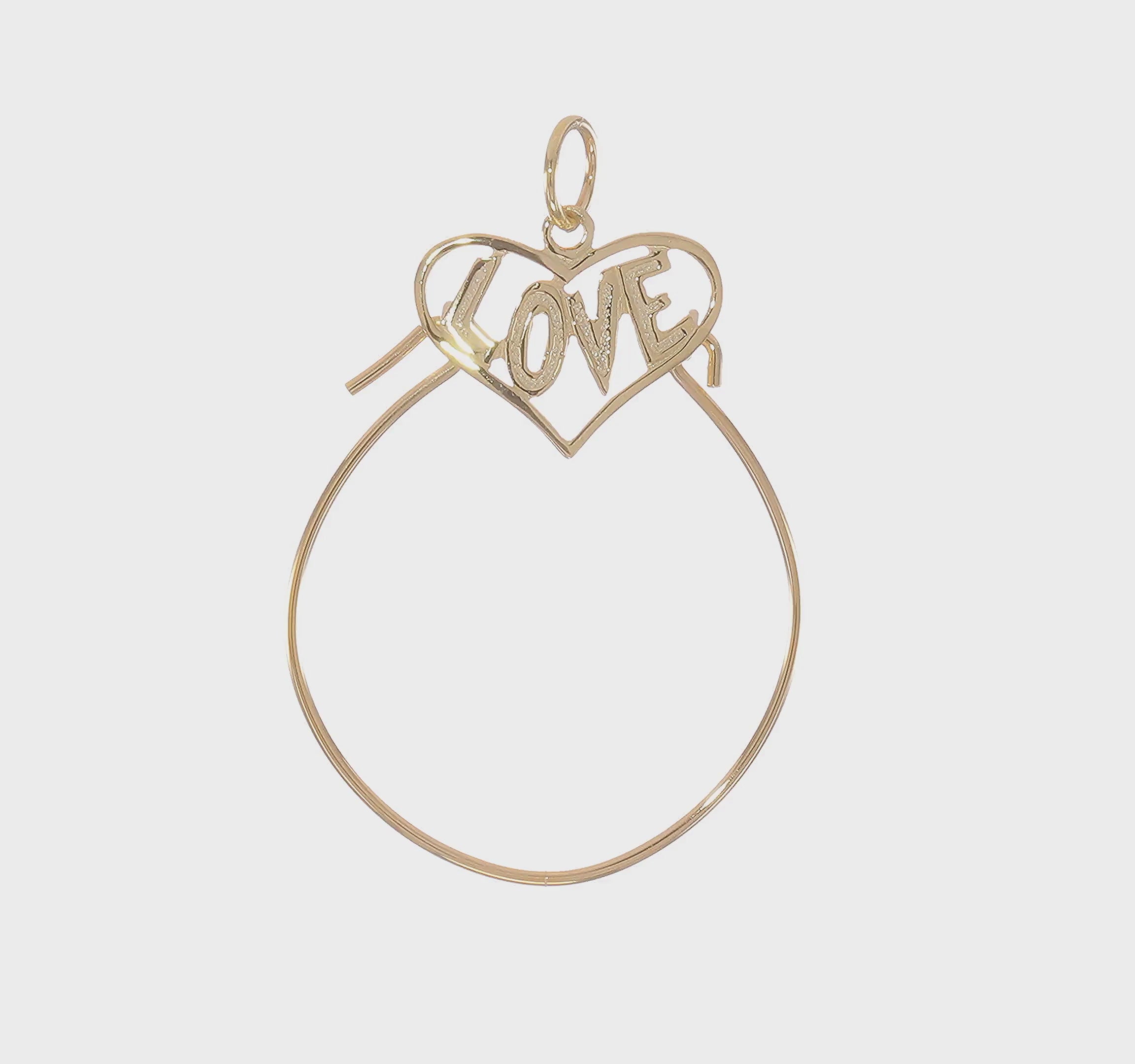10KT Yellow Gold Polished Filigree LOVE Charm Holder