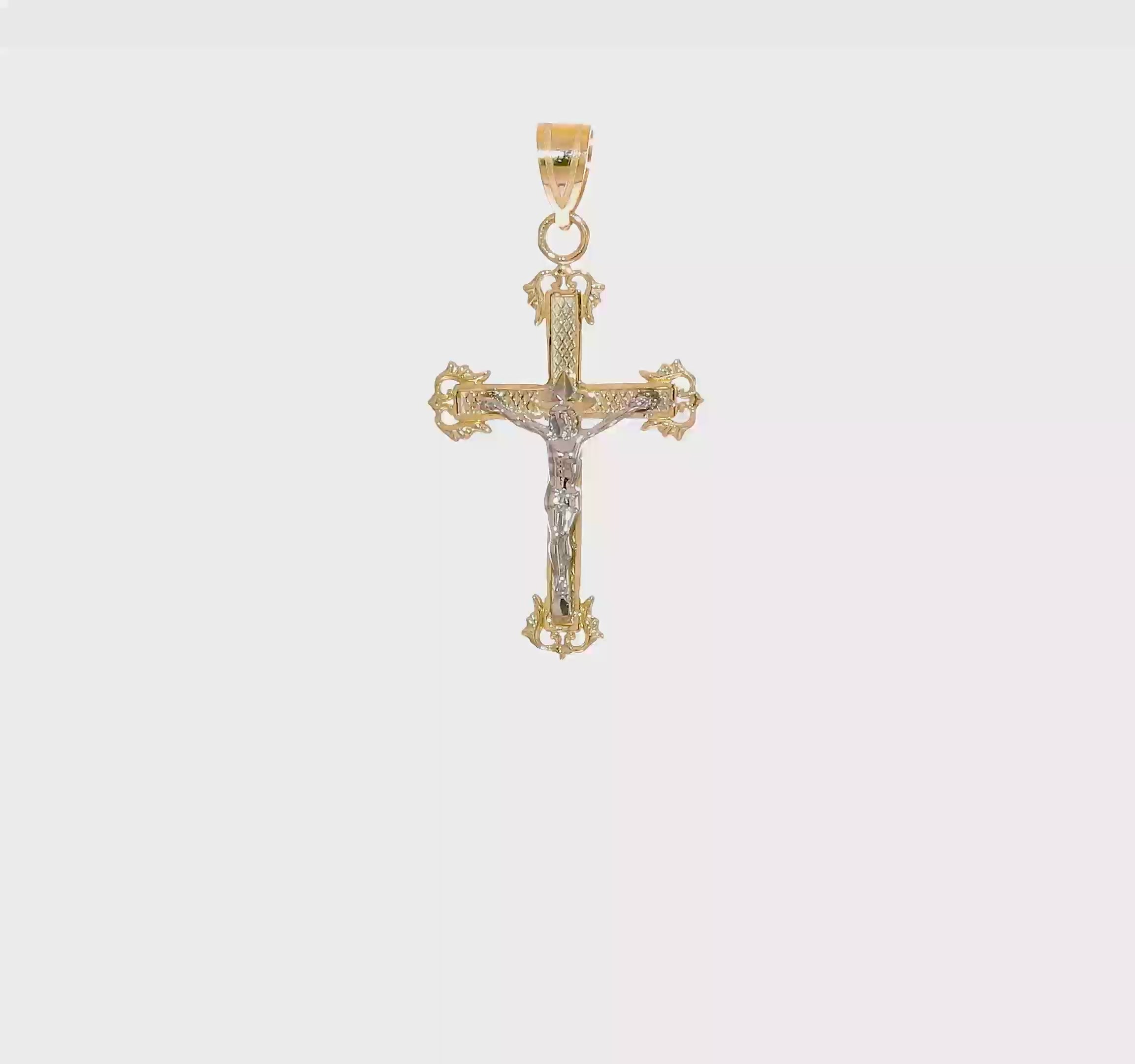 10KT Two-tone Diamond-cut Crucifix Pendant