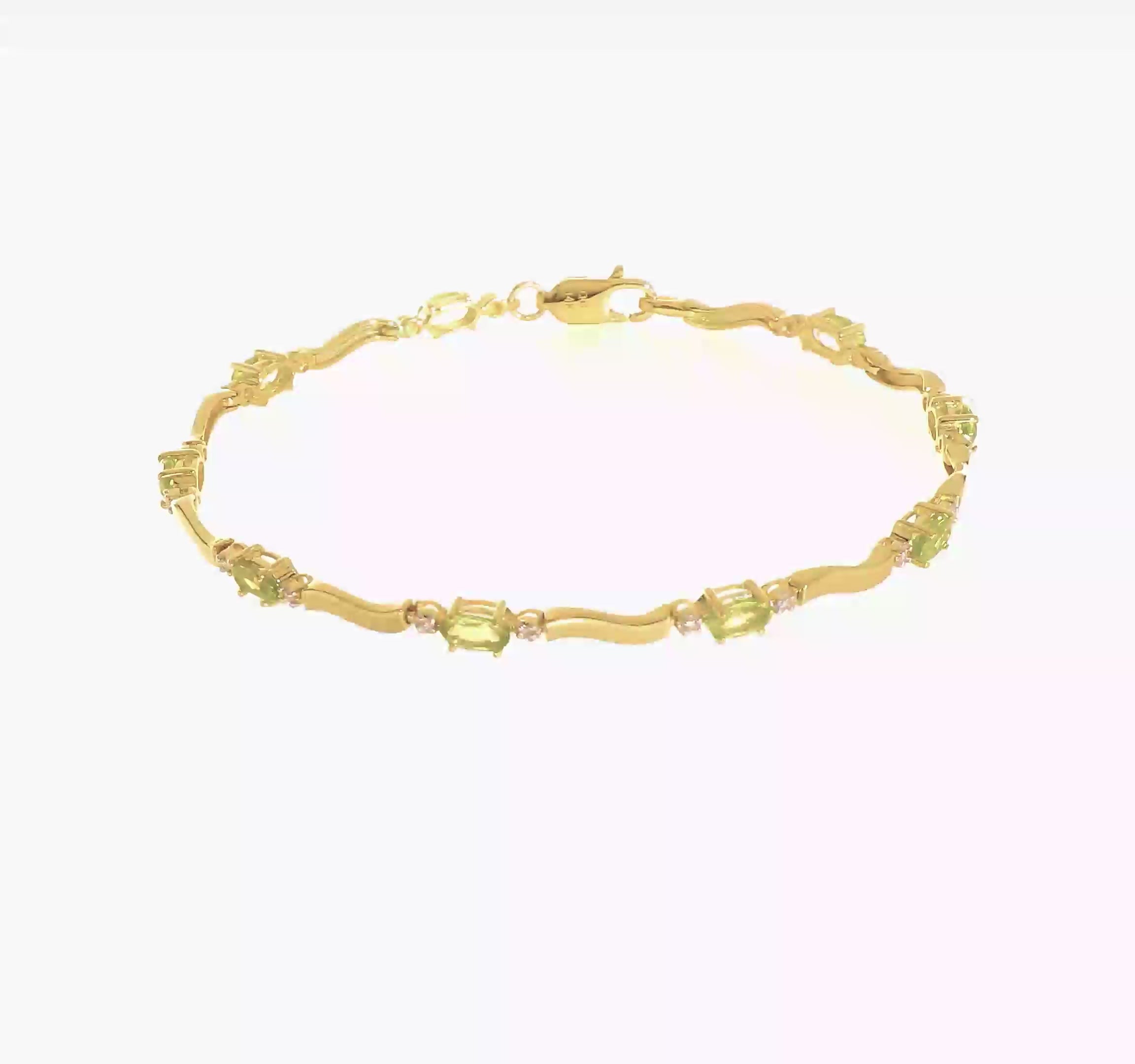 14kt Yellow Gold Fancy Diamond and Peridot Bracelet