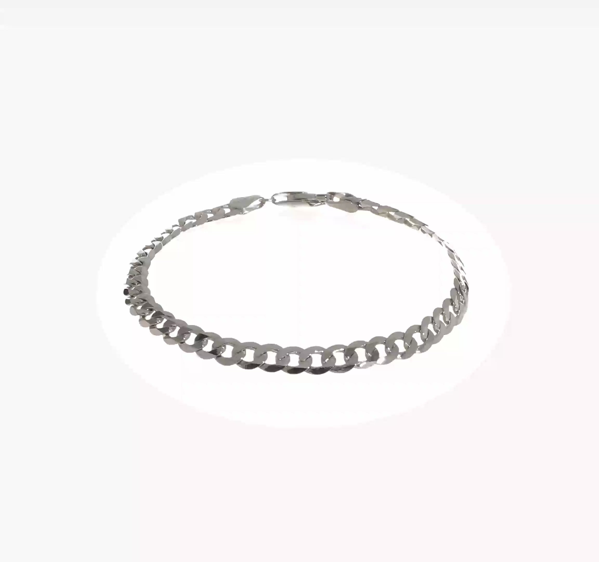 14KT White Gold 4.5mm Flat Beveled Curb Chain
