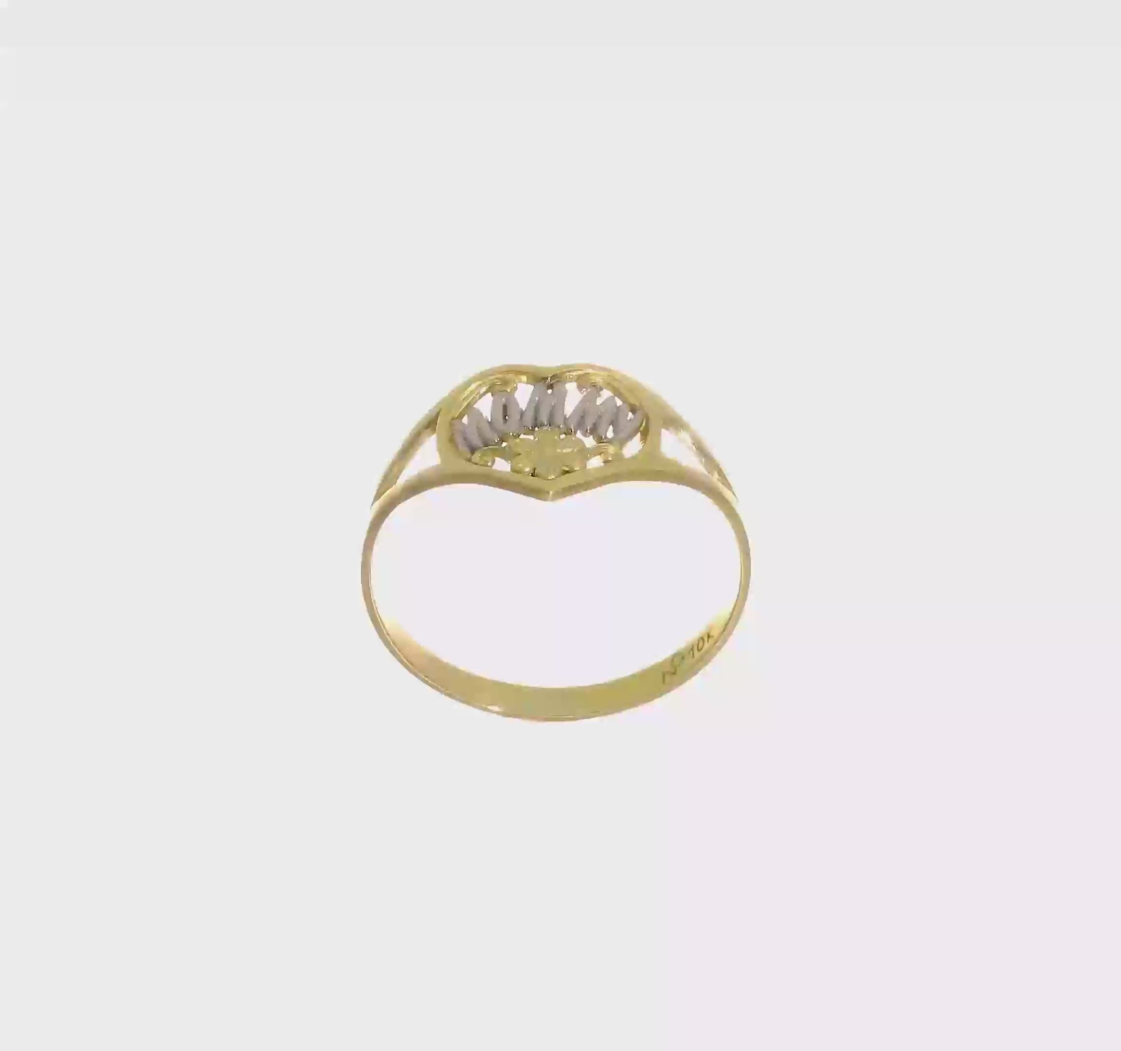 10KT Yellow Gold w/Rhodium Mommy Heart Ring