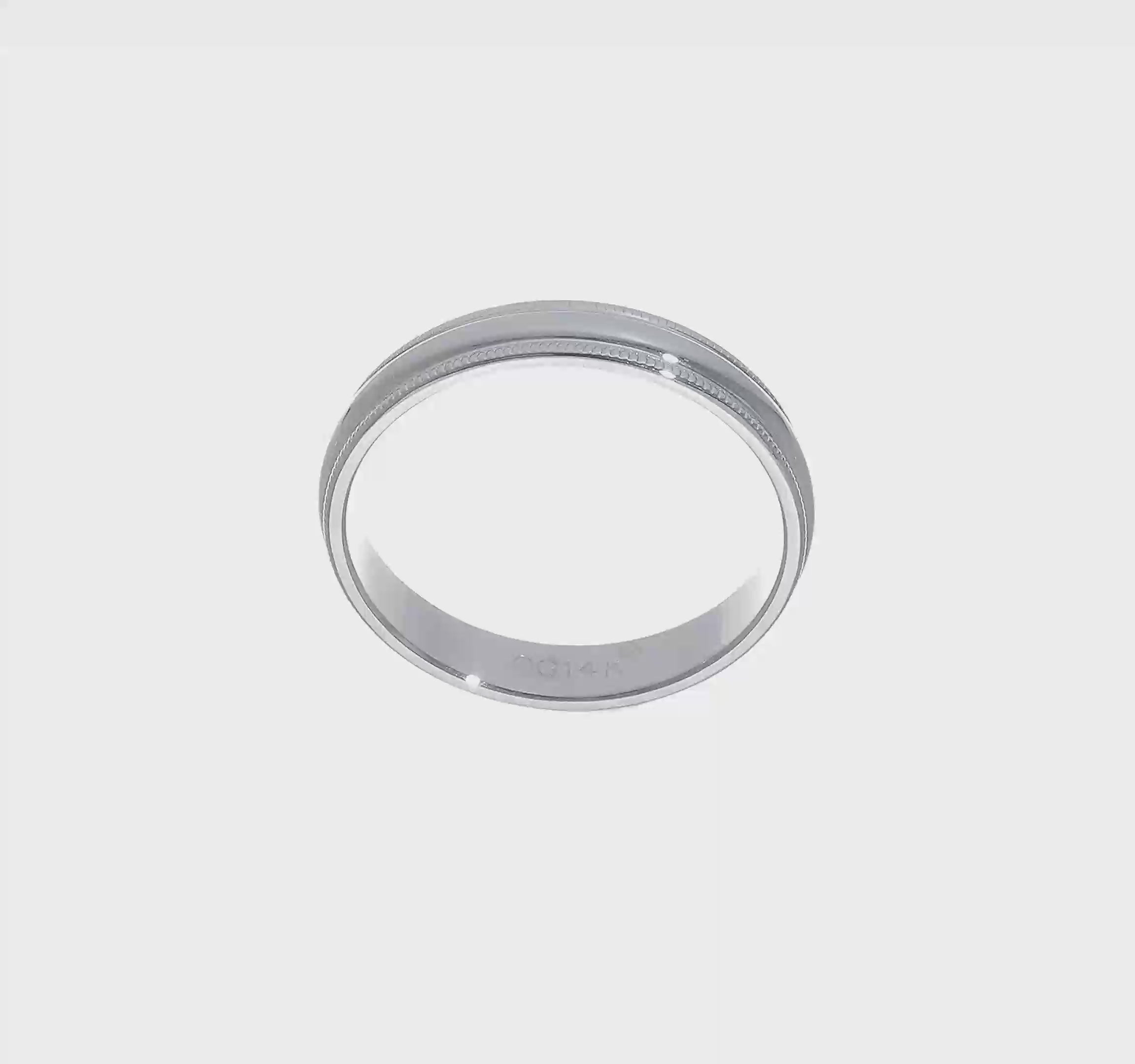 14kt White Gold 4mm Milgrain Half Round Wedding Band Size 14
