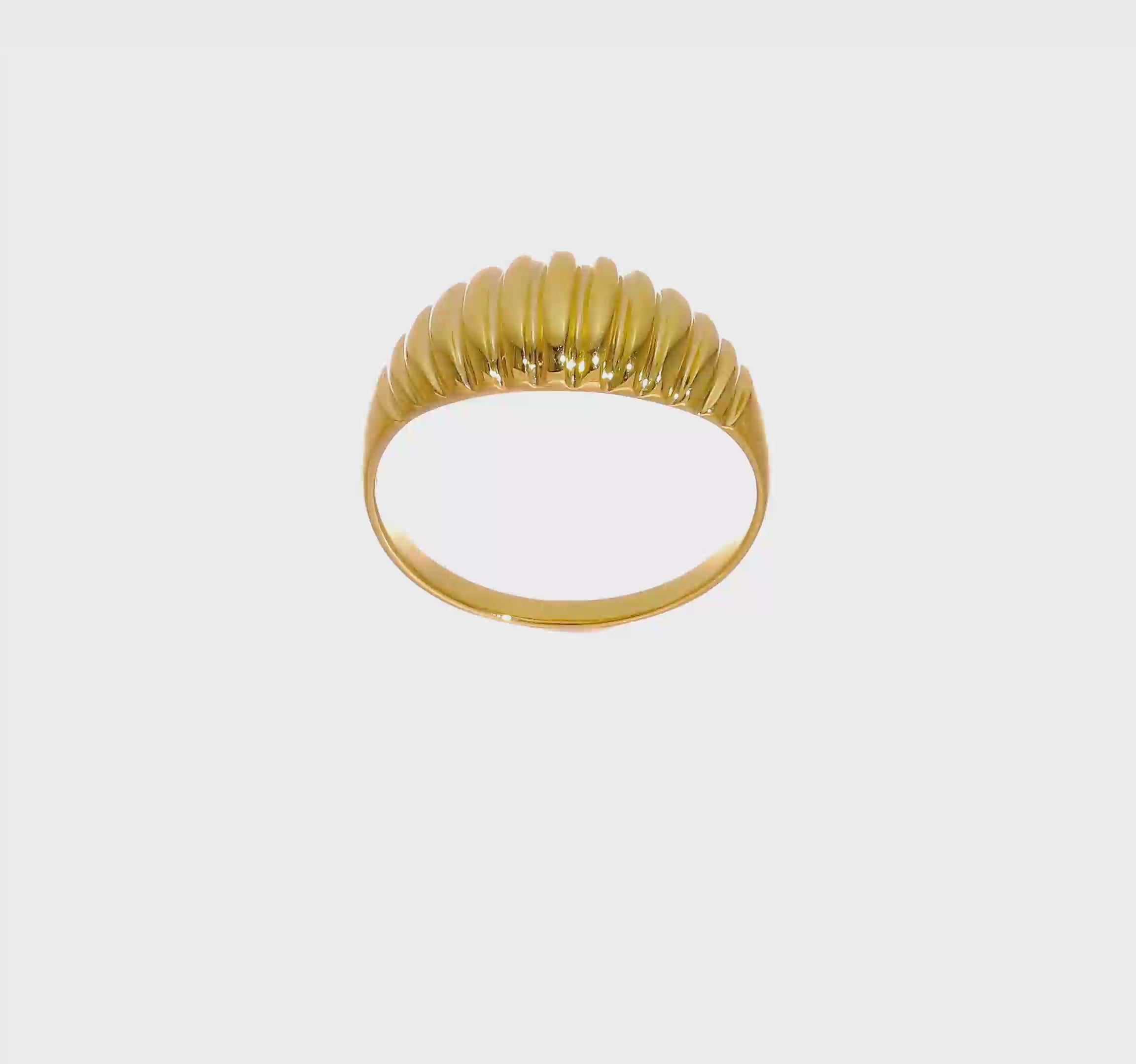 10kt Yellow Gold High Polished Ribbed Dome Ring