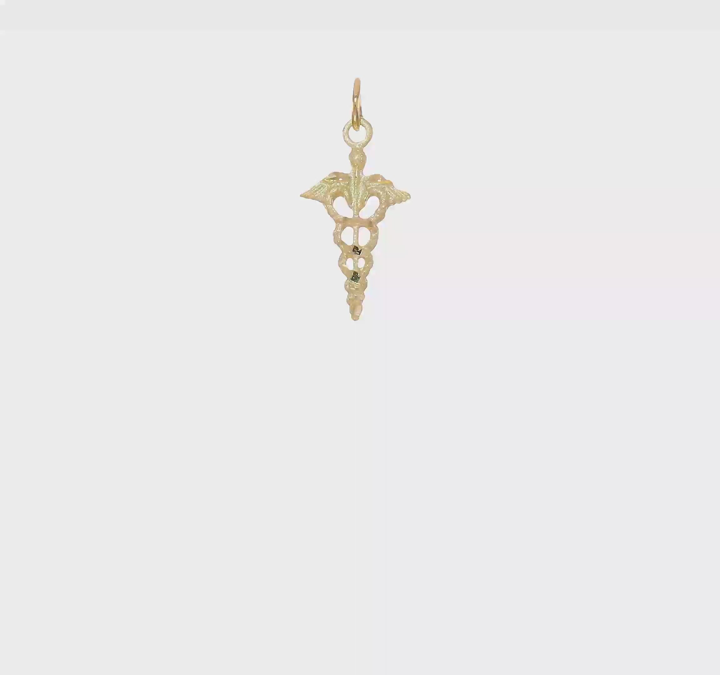 10kt Yellow Gold Solid Caduceus Charm