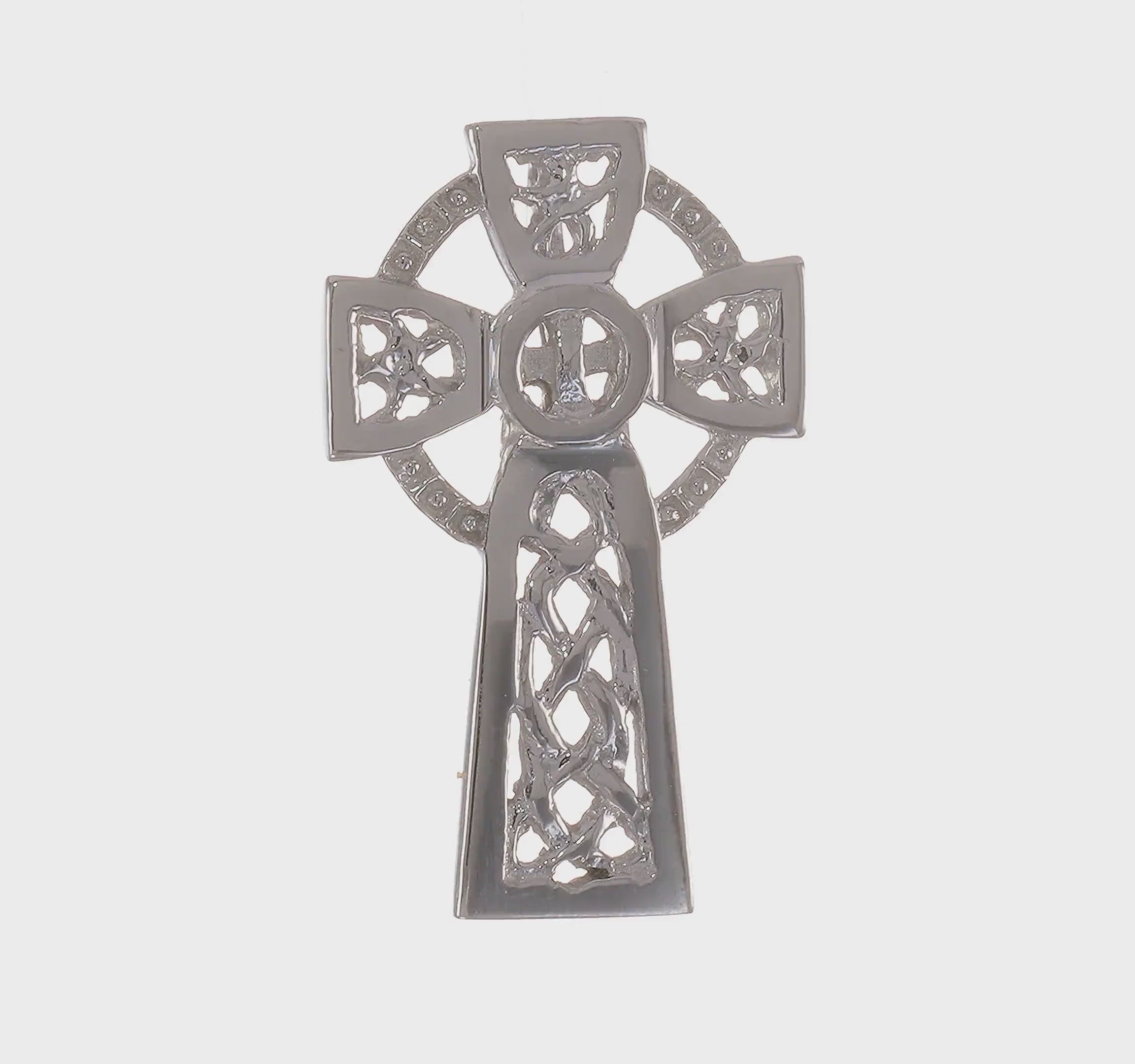 14kt White Gold Polished Celtic Cross Slide