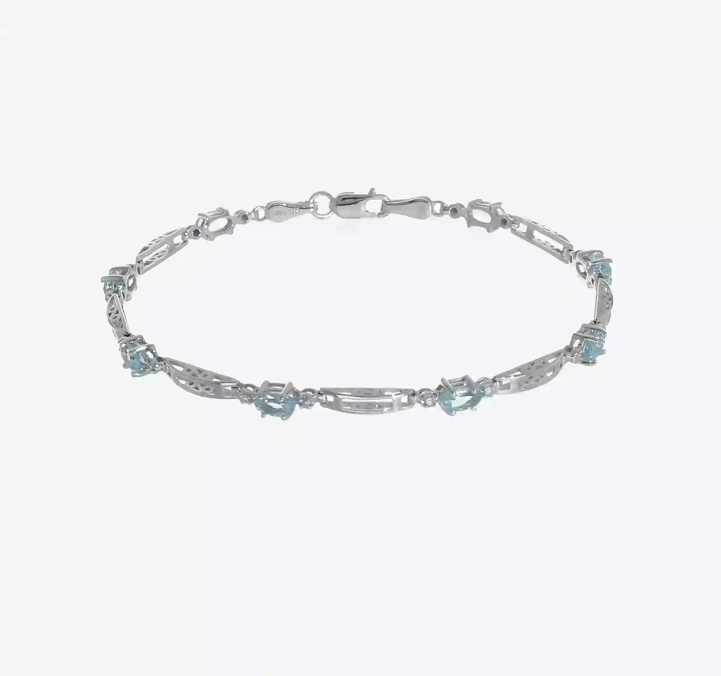 14kt White Gold Diamond and Blue Topaz Bracelet