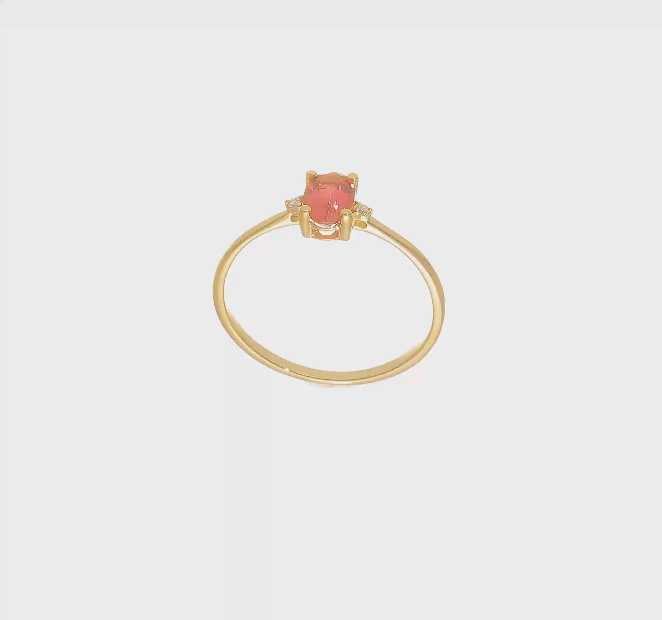 14kt Yellow Gold Diamond & Pink Tourmaline Birthstone Ring