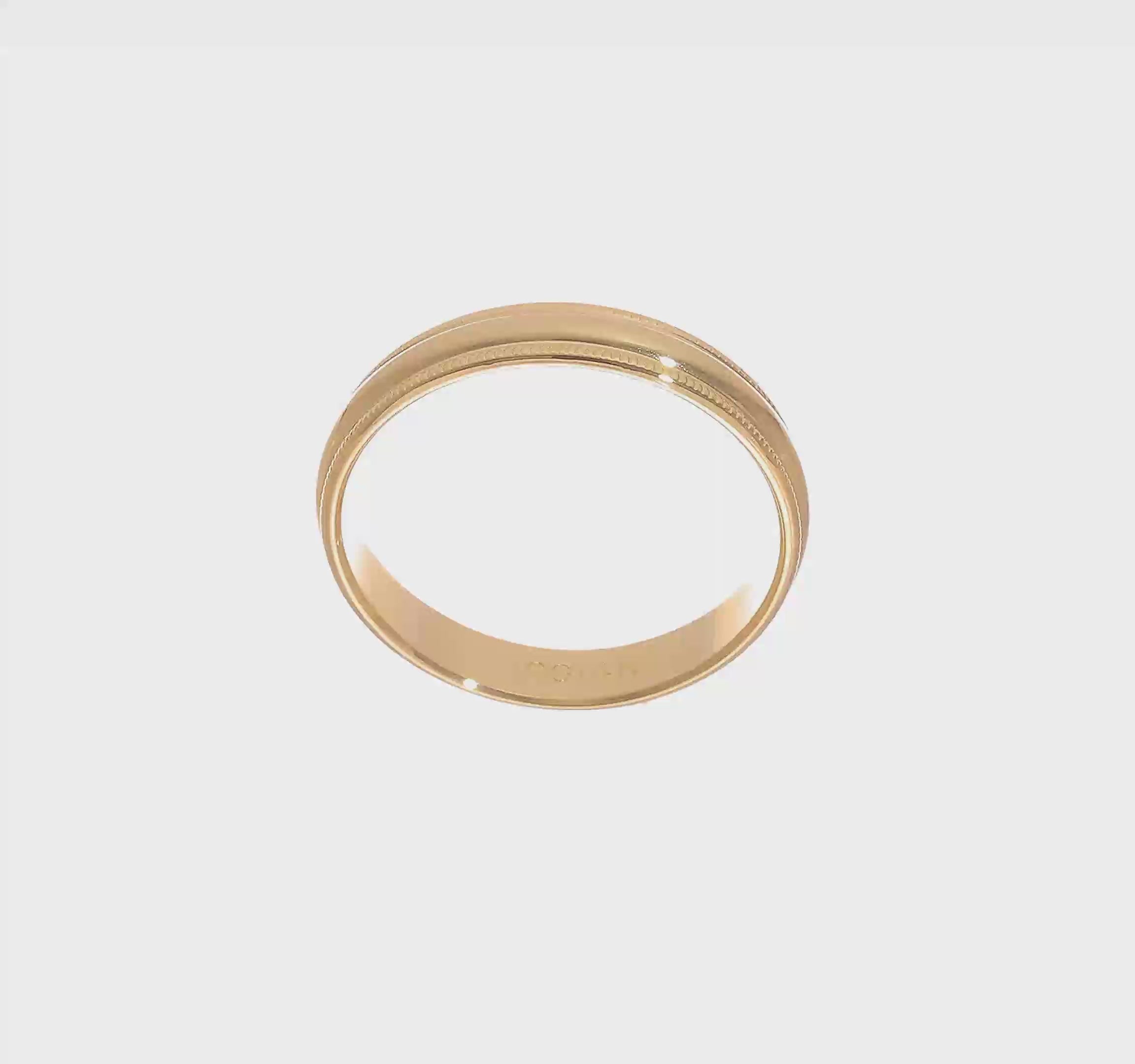 14kt Yellow Gold 4mm Milgrain Half Round Wedding Band Size 9.5