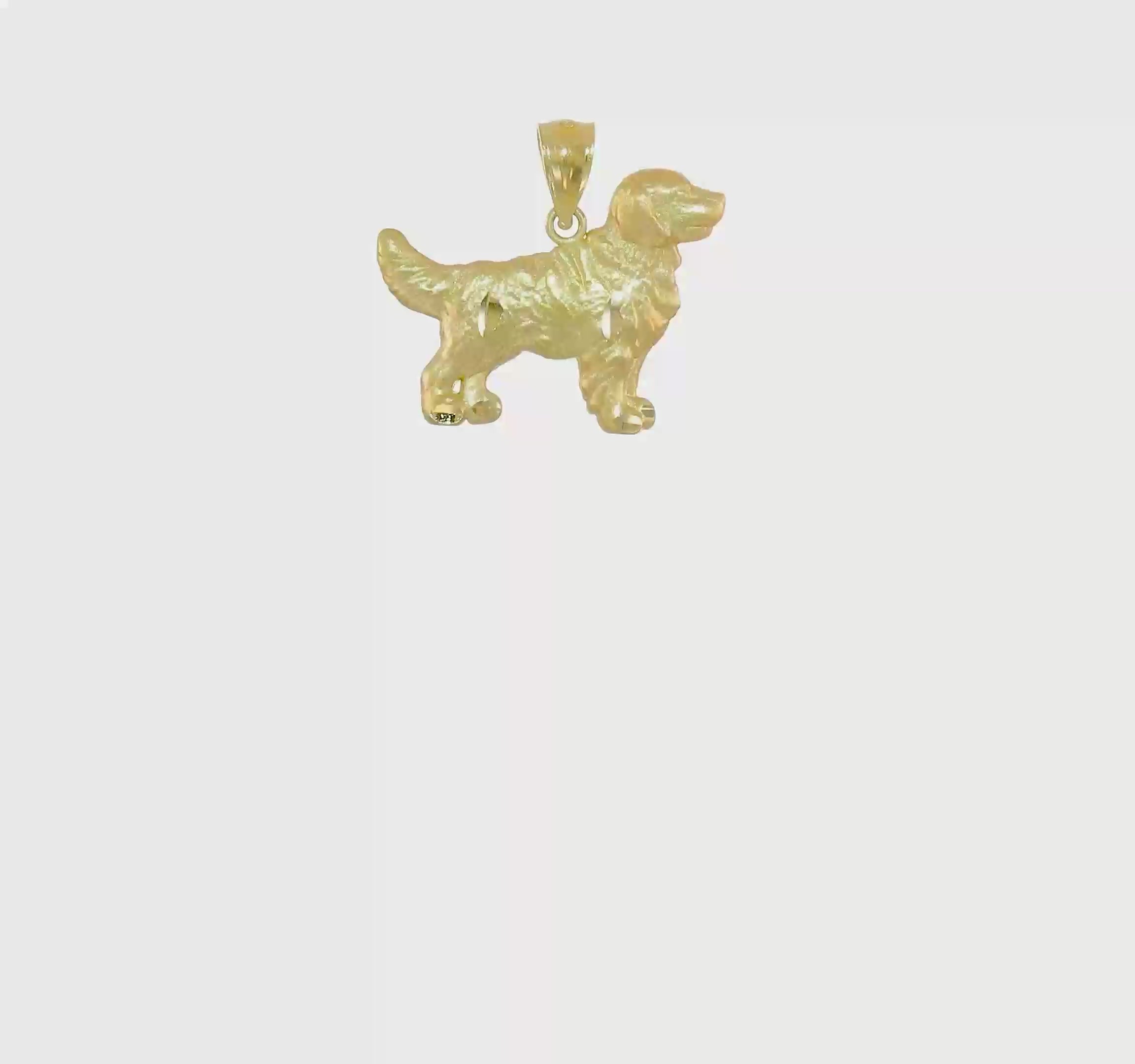 10kt Yellow Gold Diamond-cut Golden Retriever Pendant