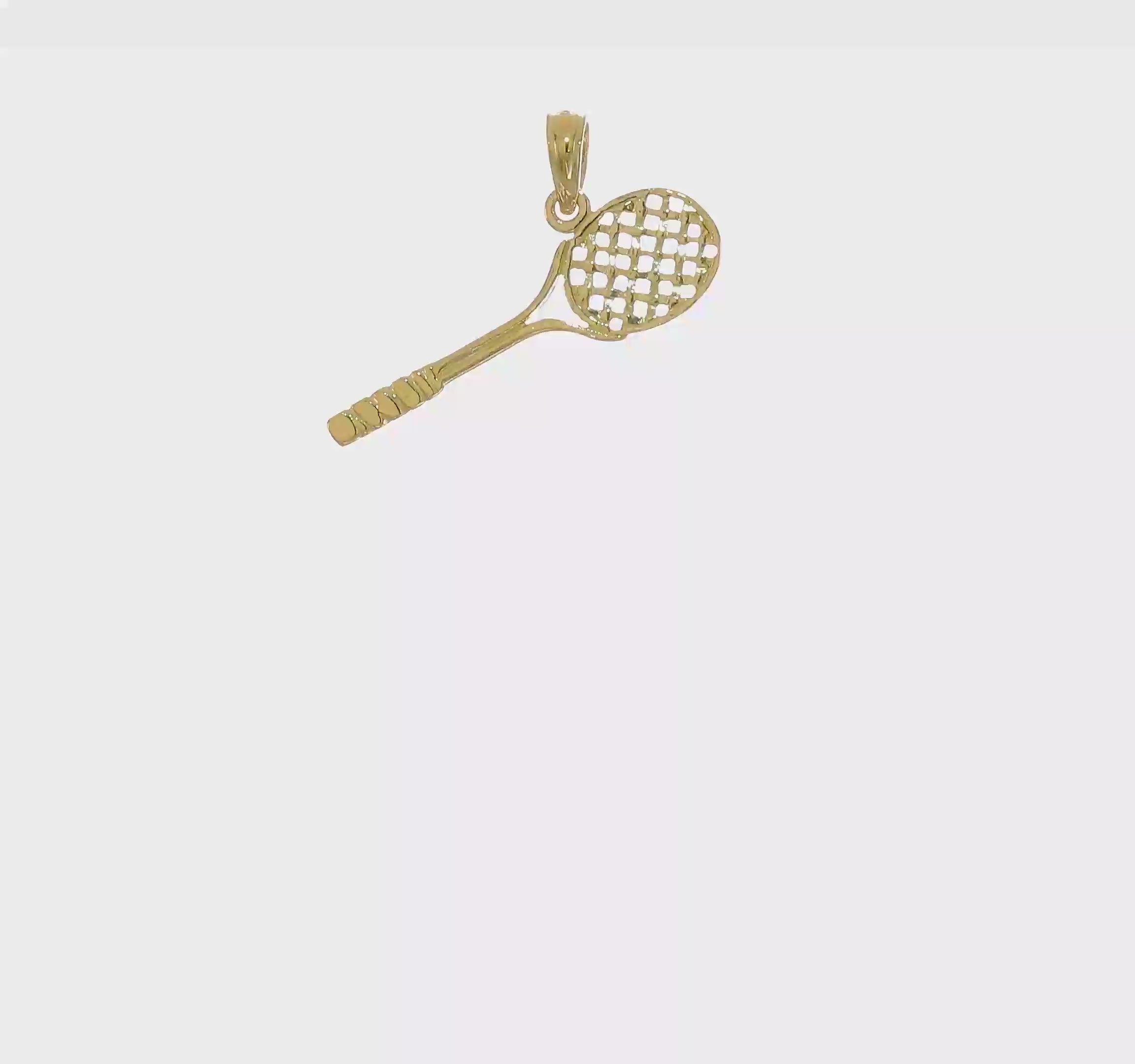 10kt Yellow Gold Solid Polished 3-D Tennis Racquet Charm