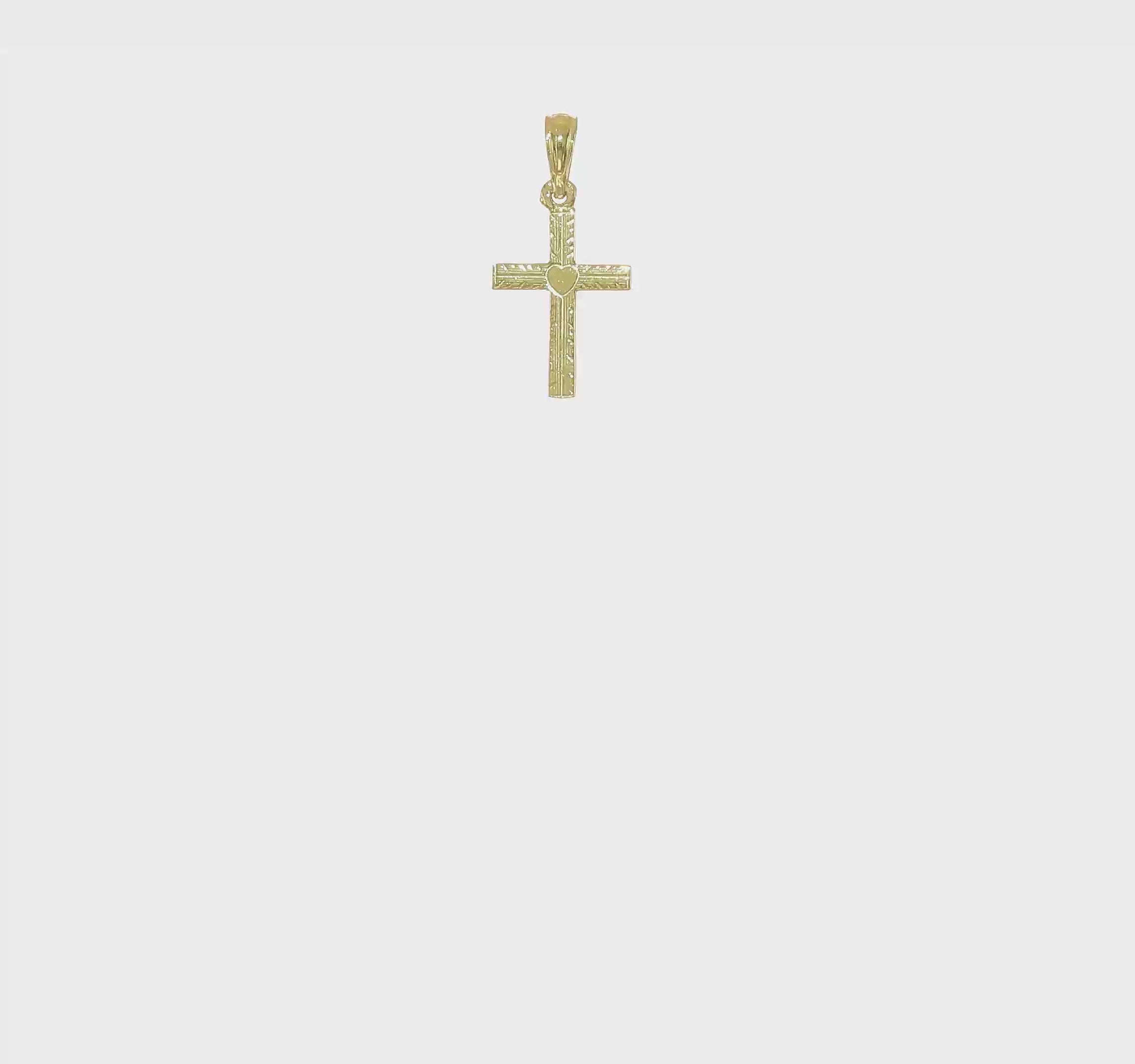 10KT Yellow Gold Polished Mini Cross w/ Heart Charm