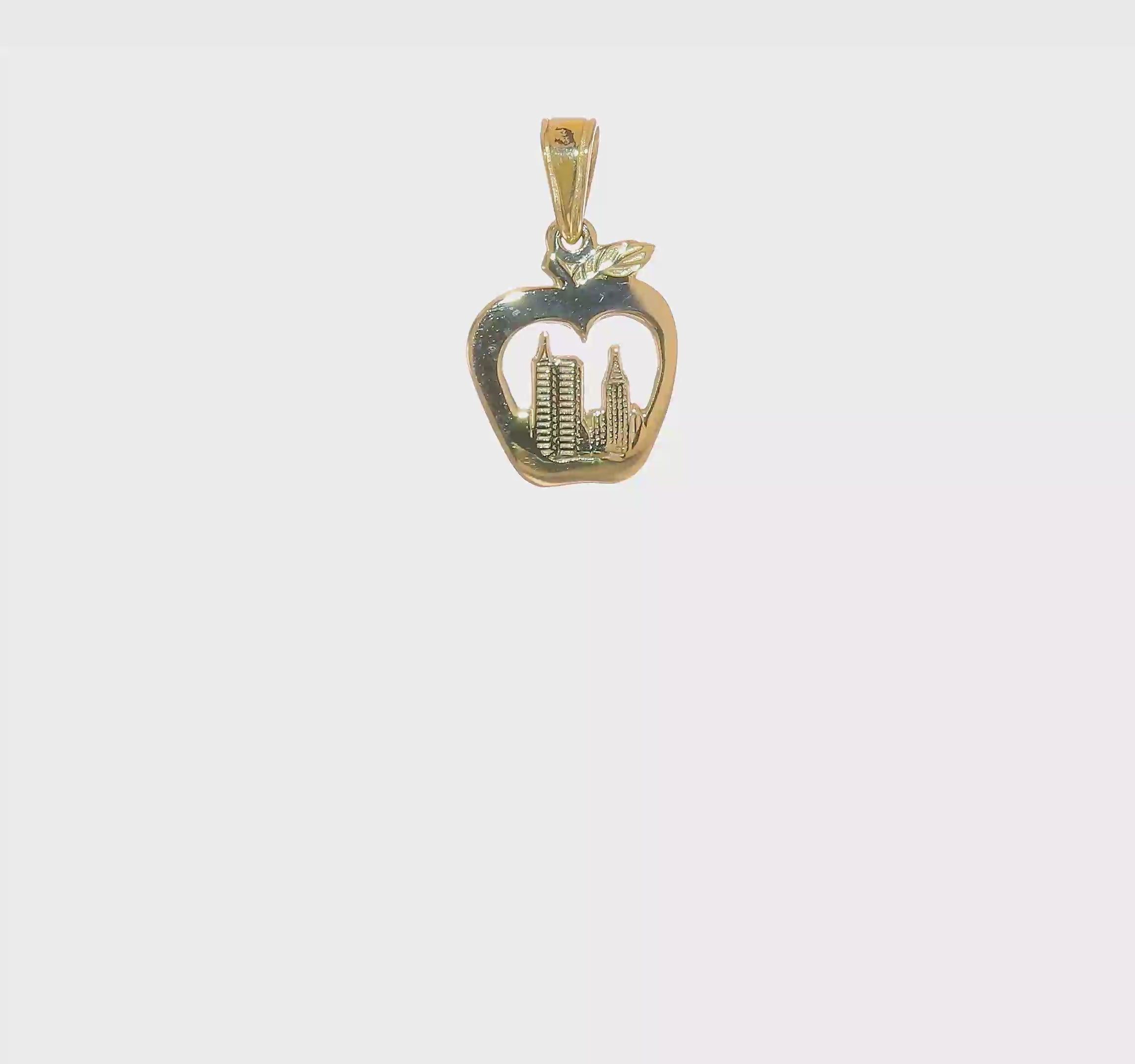 10KT Yellow Gold New York Skyline in Apple Pendant