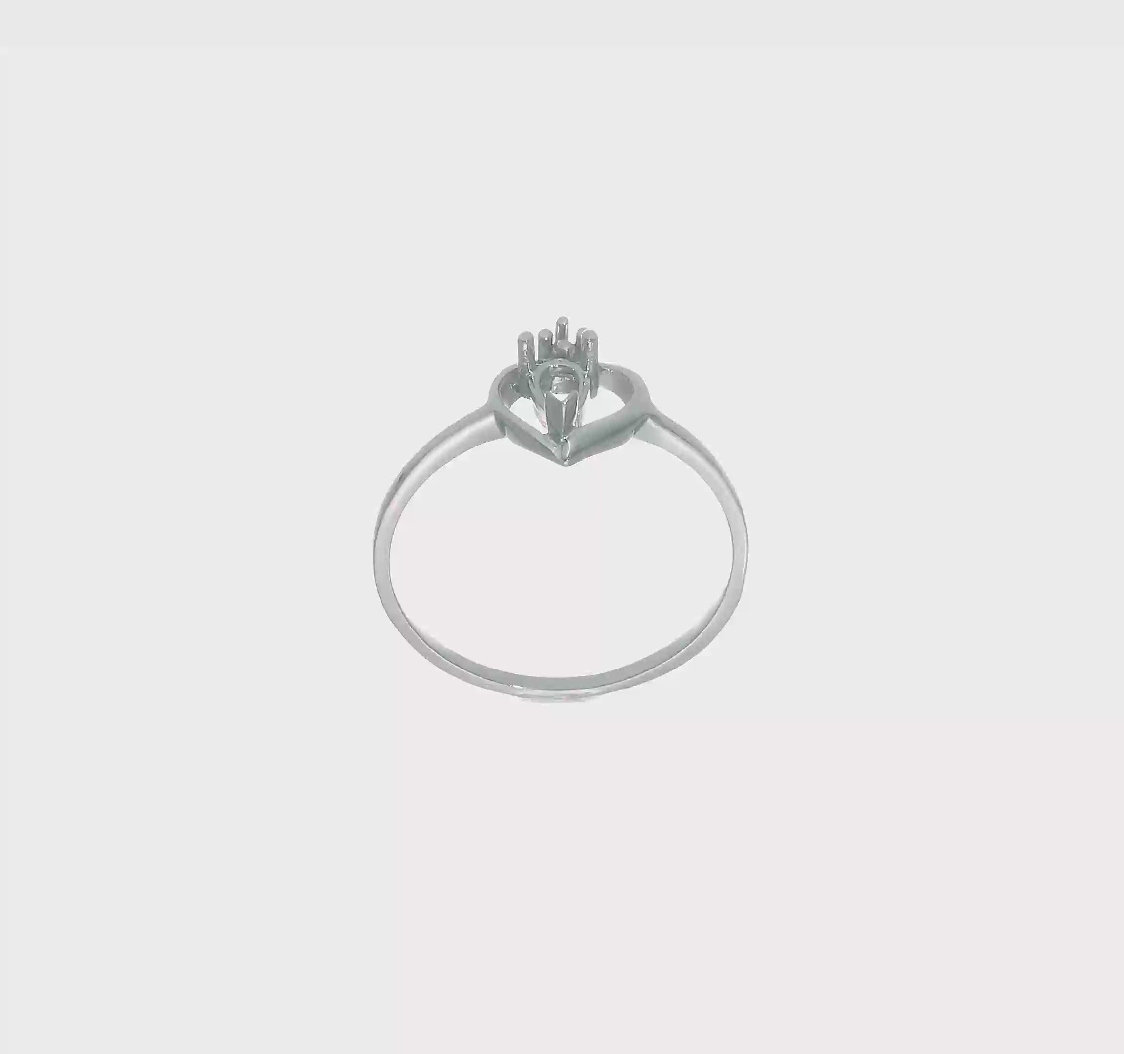 14kt White Gold Polished .02ct. Diamond & 5x3 Pear Gemstone Ring Mounting