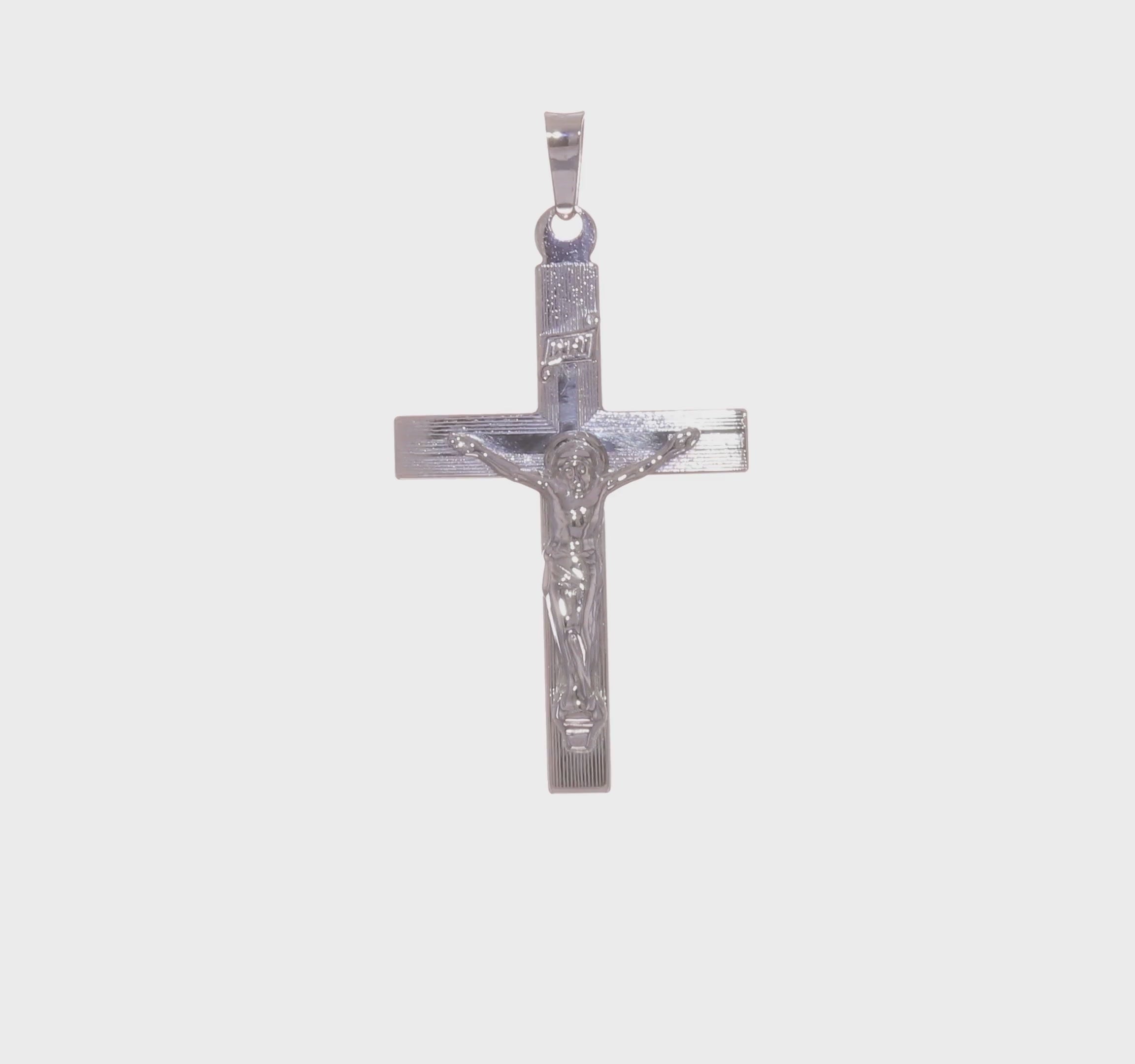 14kt White Gold INRI Crucifix Charm