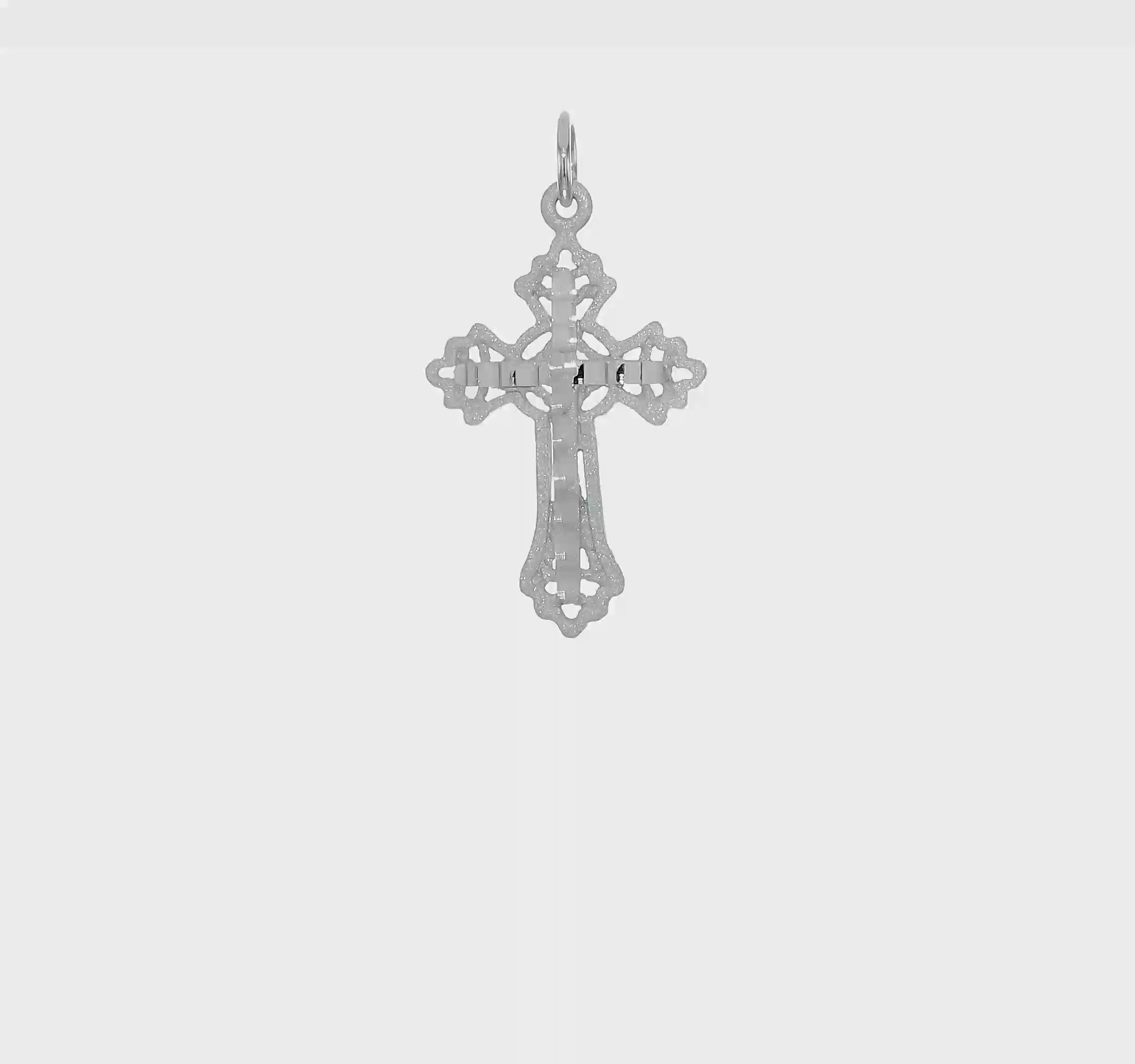 10kt White Gold Diamond-Cut Cross Charm
