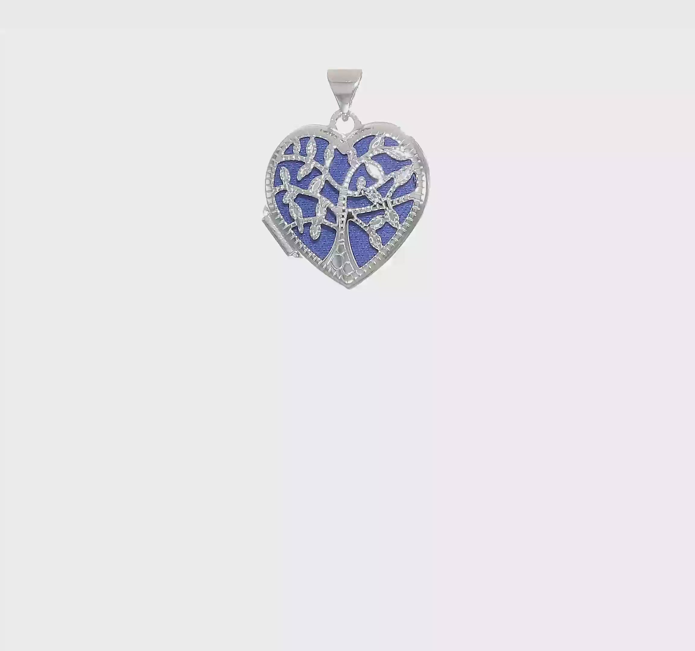 14kt White Gold 18mm Tree Heart Locket