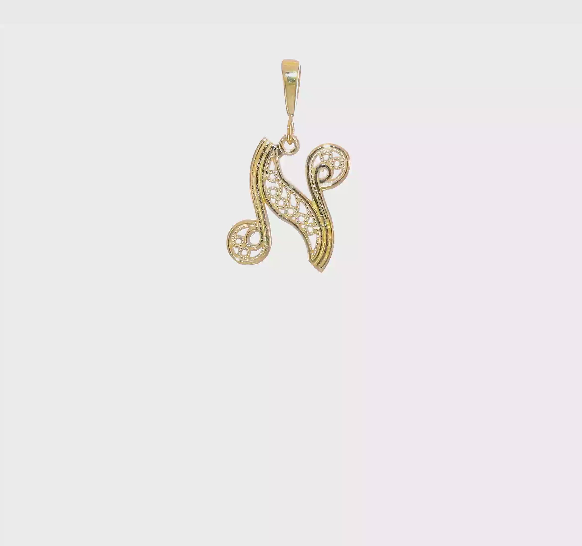 10kt Yellow Gold Initial N Pendant