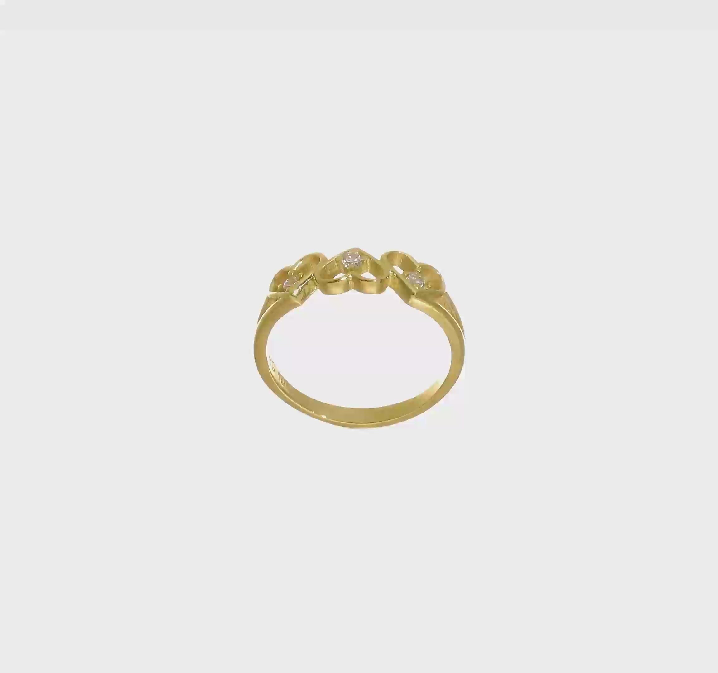 10kt Yellow Gold CZ 3-Heart Child's Ring