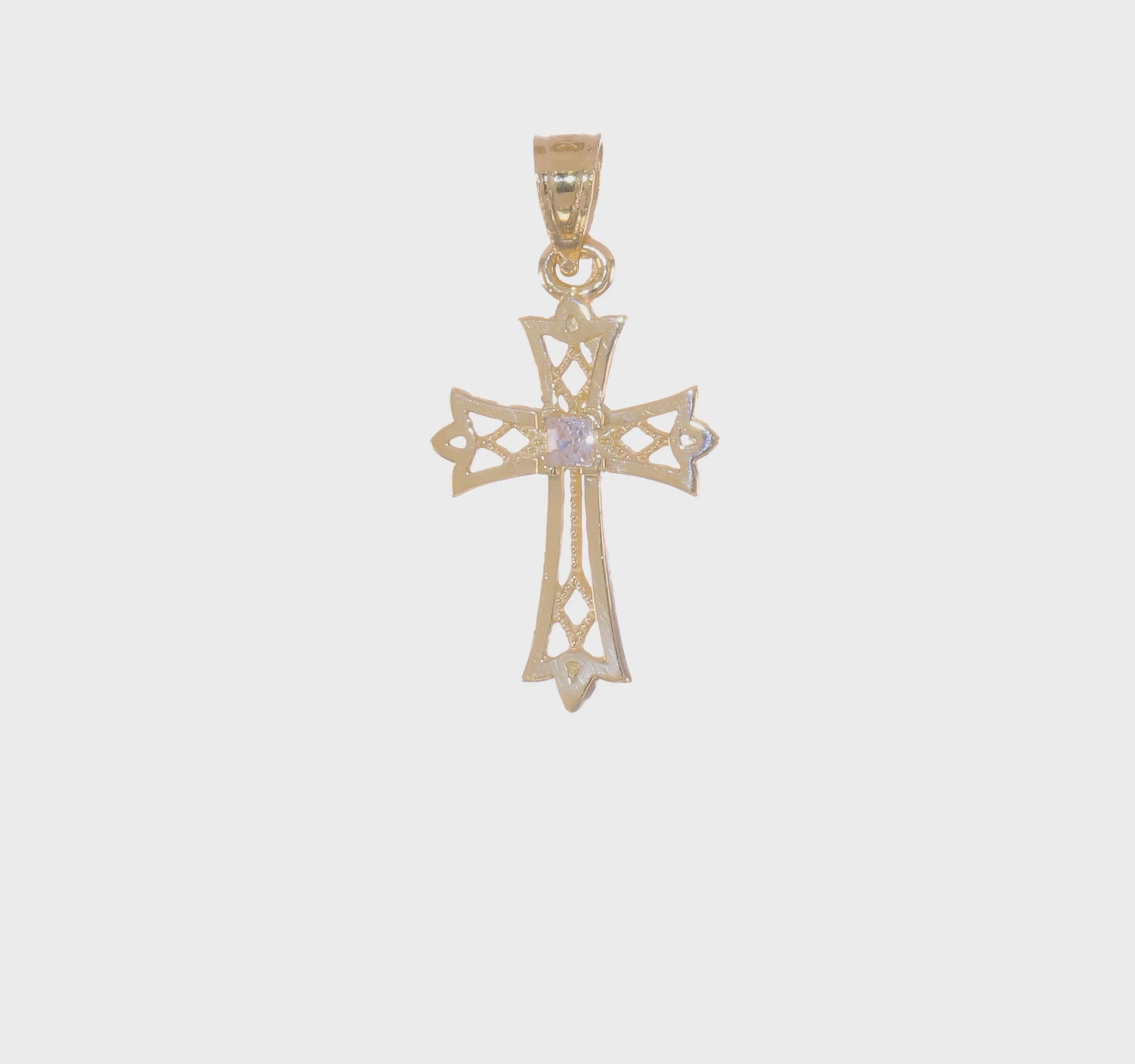 10kt Yellow Gold CZ Cross Pendant