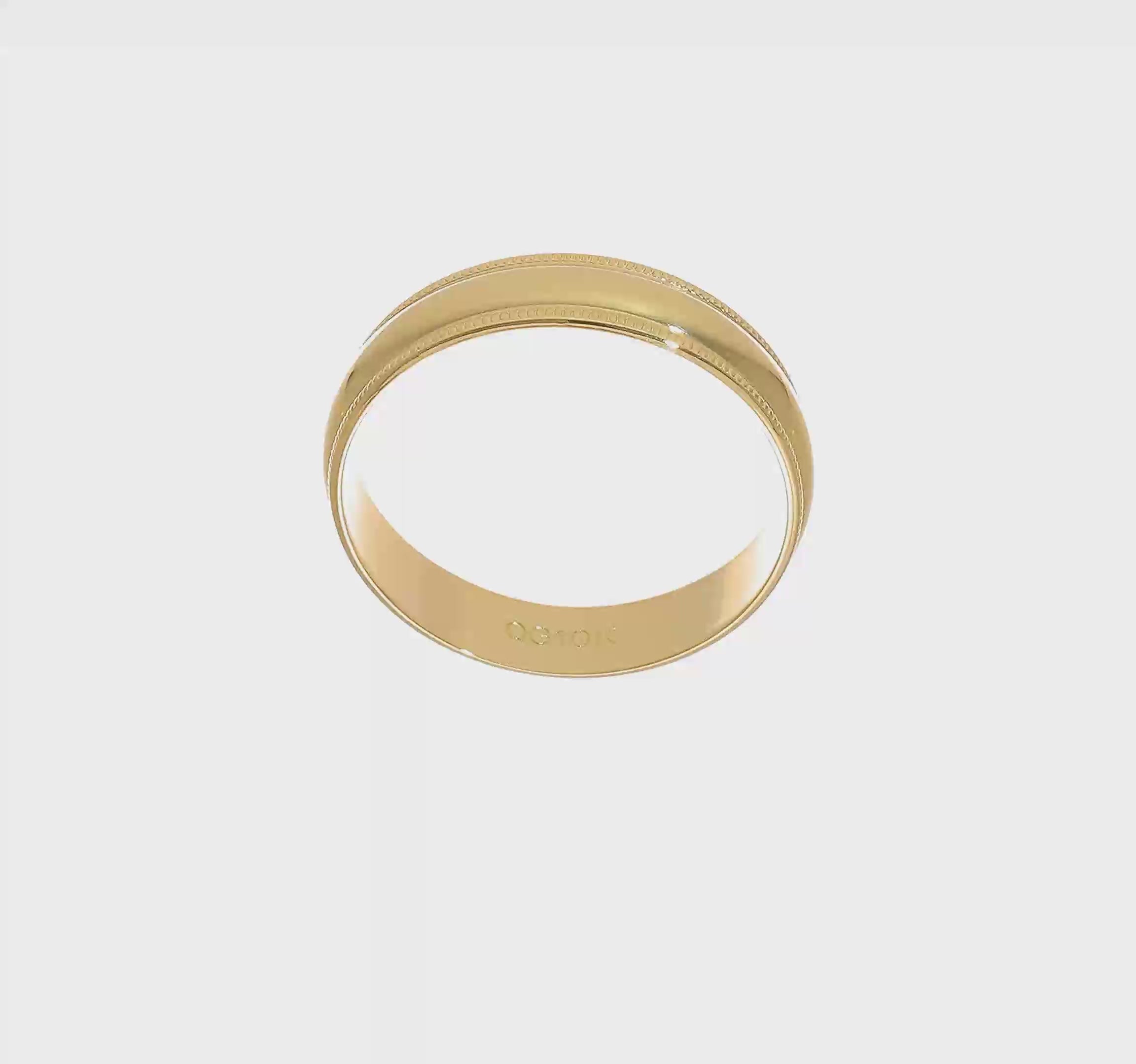 10kt Yellow Gold 5mm Lightweight Milgrain Half Round Wedding Band Size 11.5
