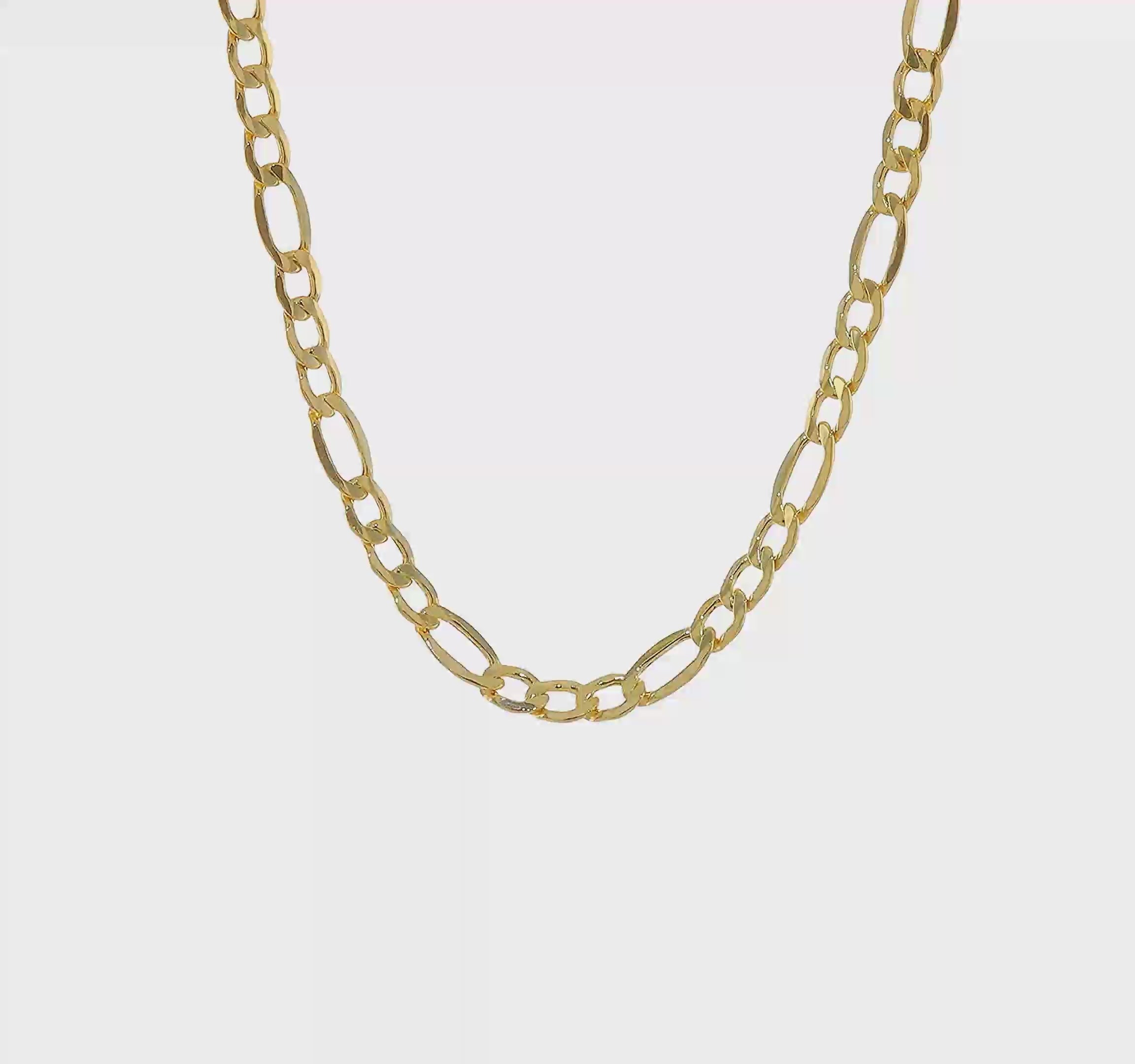10kt Yellow Gold 5.35mm Semi-Solid Figaro Chain