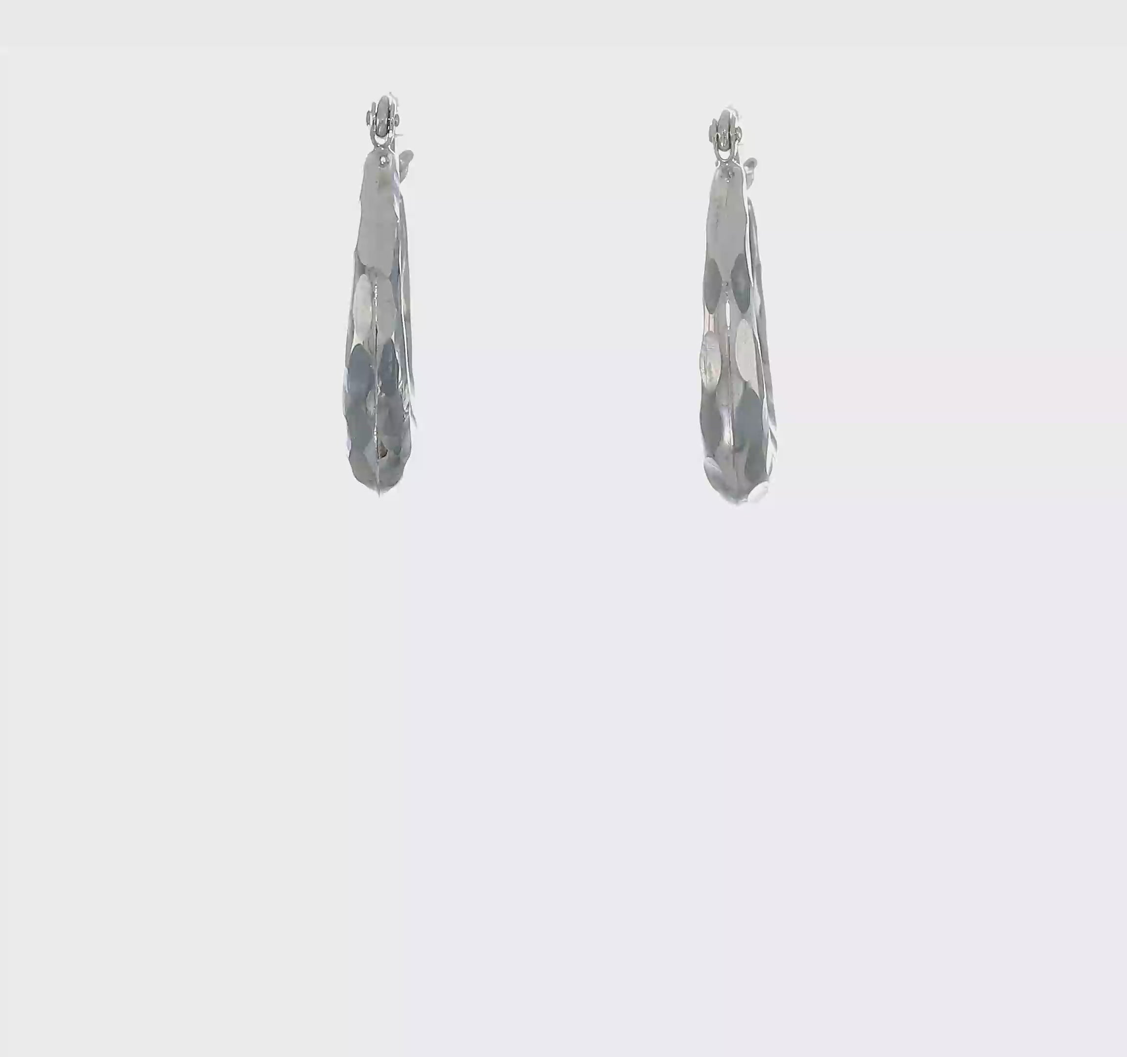 10kt White Gold Polished & D/C Hoop Earrings