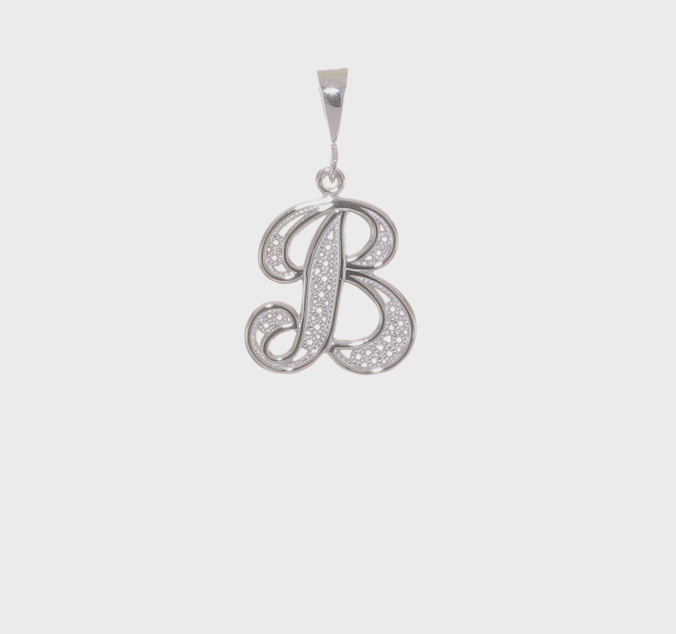 10KT Yellow Gold Filigree Initial B Pendant