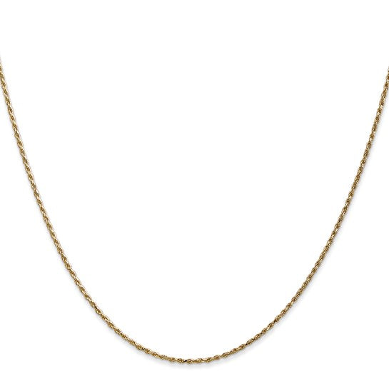 14KT Yellow Gold 14 inch 1.15mm Diamond-cut Machine Made Rope with Lobster Clasp Chain
