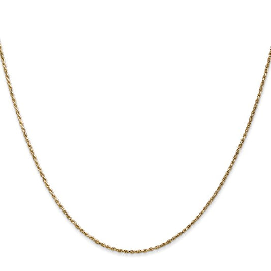 14KT Yellow Gold 14 inch 1.15mm Diamond-cut Machine Made Rope with Lobster Clasp Chain