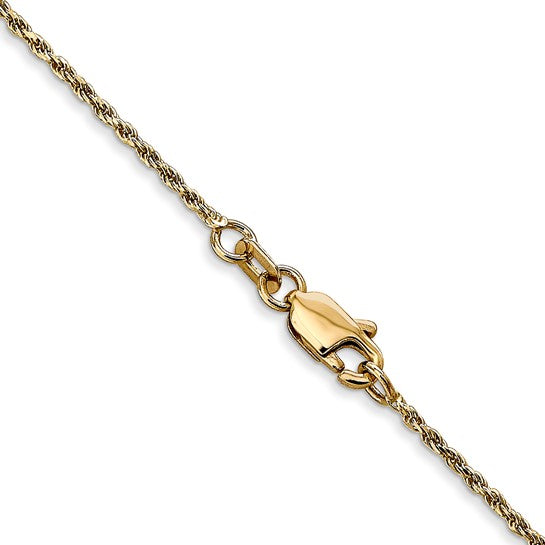 14KT Yellow Gold 16 inch 1.15mm Diamond-cut Machine Made Rope with Lobster Clasp Chain