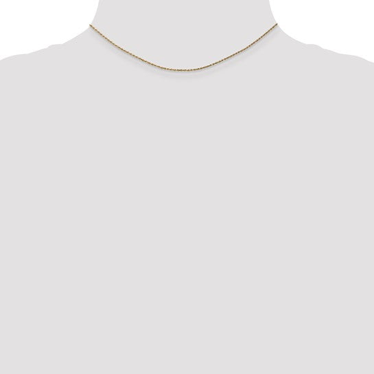 14KT Yellow Gold 14 inch 1.15mm Diamond-cut Machine Made Rope with Lobster Clasp Chain