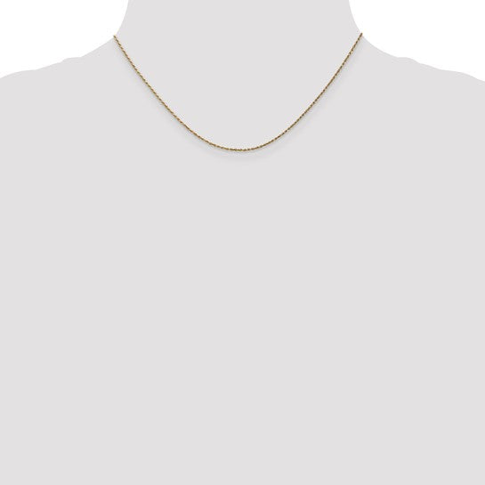 14KT Yellow Gold 16 inch 1.15mm Diamond-cut Machine Made Rope with Lobster Clasp Chain