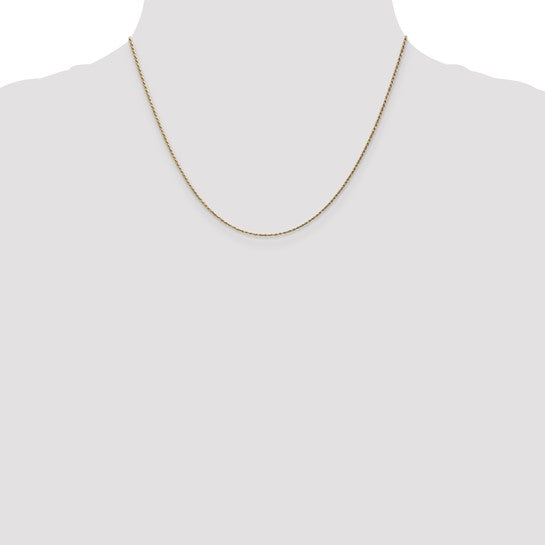 14KT Yellow Gold 18 inch 1.15mm Diamond-cut Machine Made Rope with Lobster Clasp Chain