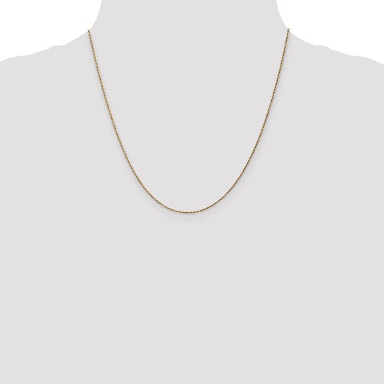 14KT Yellow Gold 20 inch 1.15mm Diamond-cut Machine Made Rope with Lobster Clasp Chain
