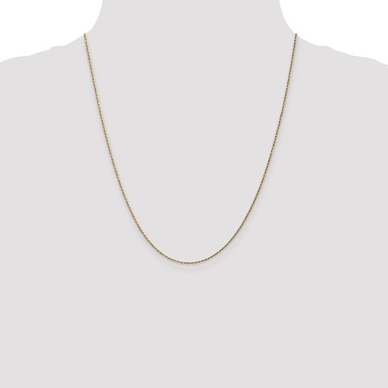 14KT Yellow Gold 22 inch 1.15mm Diamond-cut Machine Made Rope with Lobster Clasp Chain