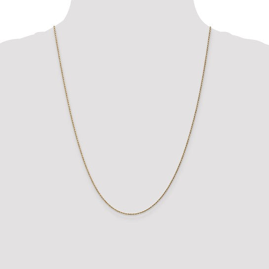 14KT Yellow Gold 24 inch 1.15mm Diamond-cut Machine Made Rope with Lobster Clasp Chain