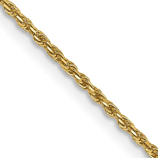 14KT Yellow Gold 18 inch 1.15mm Diamond-cut Machine Made Rope with Lobster Clasp Chain