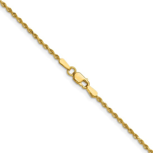 14KT Yellow Gold 36 inch 1.5mm Diamond-cut Rope with Lobster Clasp Chain
